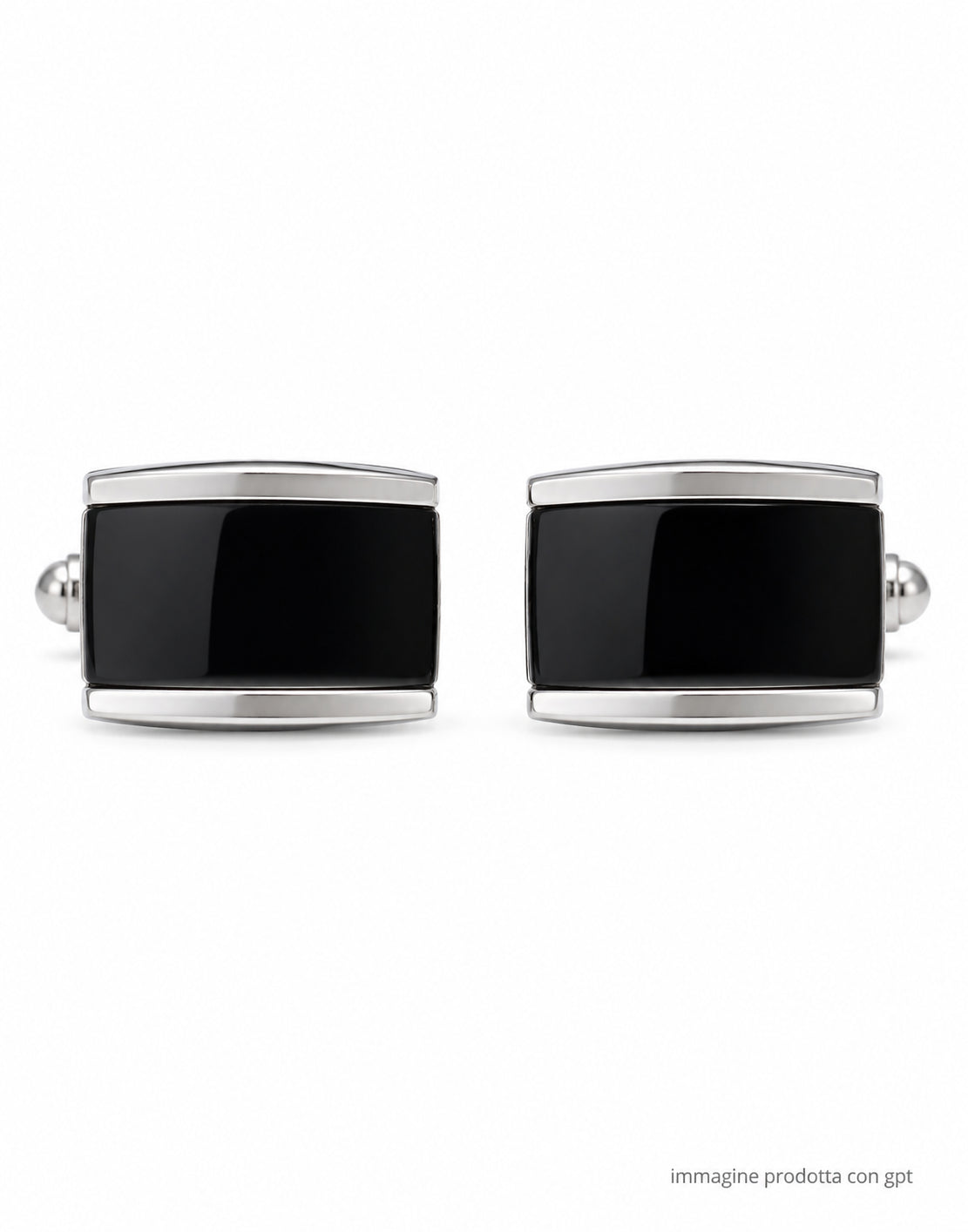 OLD CREST Rectangular Brass Cufflinks in Silver/Black GML 7019 6 GEMELLI