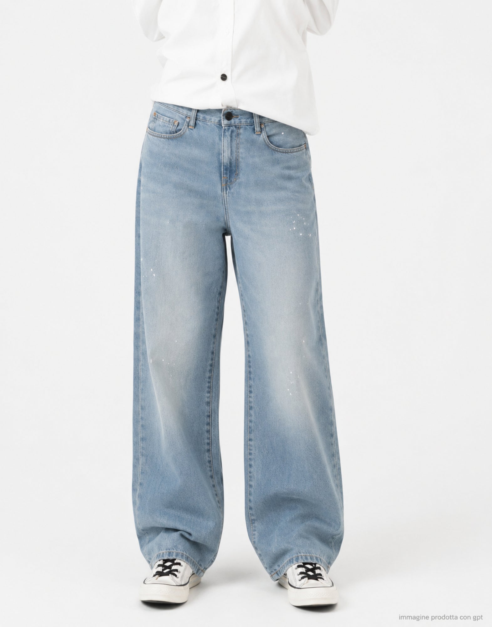 Arin Pant 100% Cotton 'Smithtown' Denim, Blue destroy wash, splatter