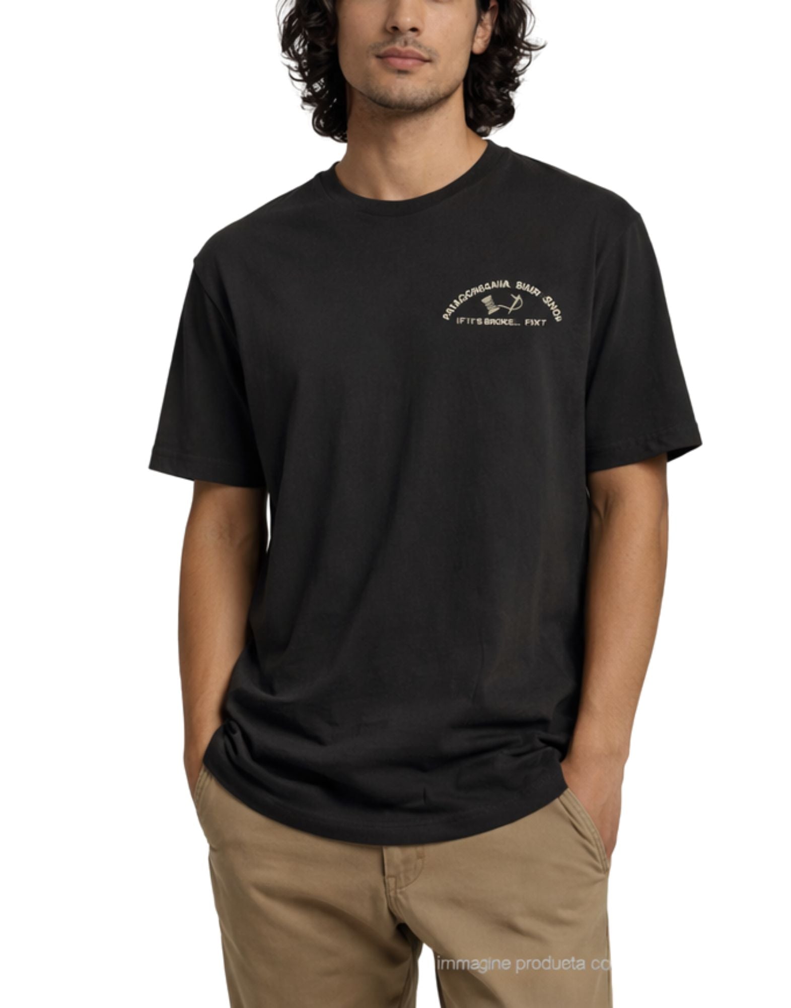 Patagonia Men’s Repair Shop T-Shirt Organic Cotton Ink Black Regular Fit 37844 INKB BLACK