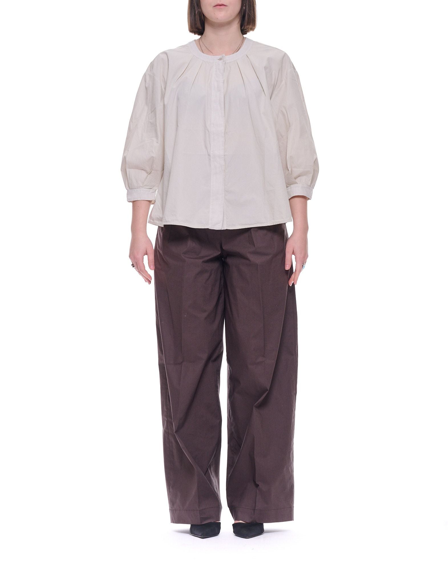 Transit 여성 셔츠 코튼 린넨 초크 루즈핏 CFDTRCN230 01 CHALK