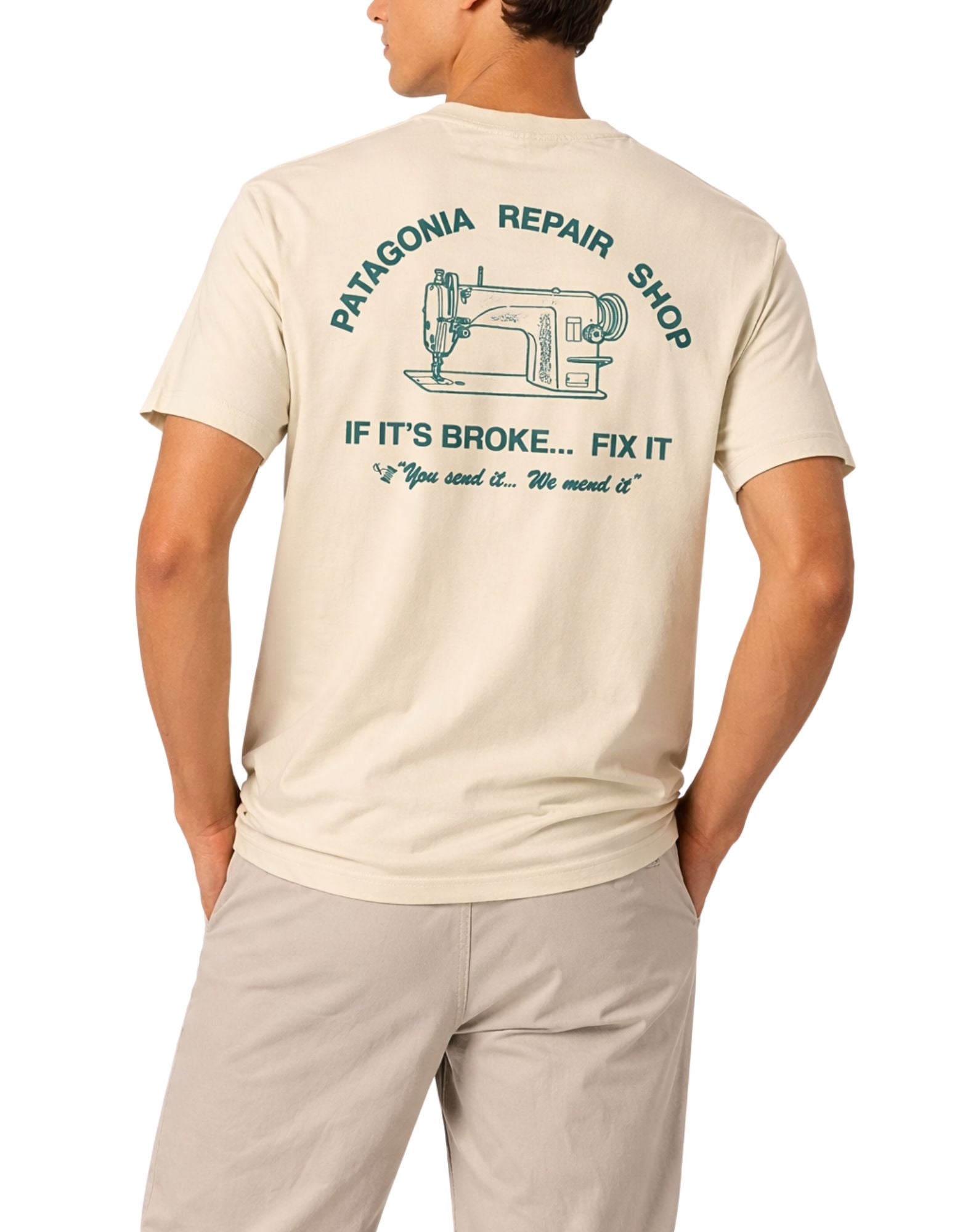 Patagonia Herrverkstad T-shirt Ekologisk bomull Ofärgad Naturlig Herr 37844 UNDL IVORY/GRÖN