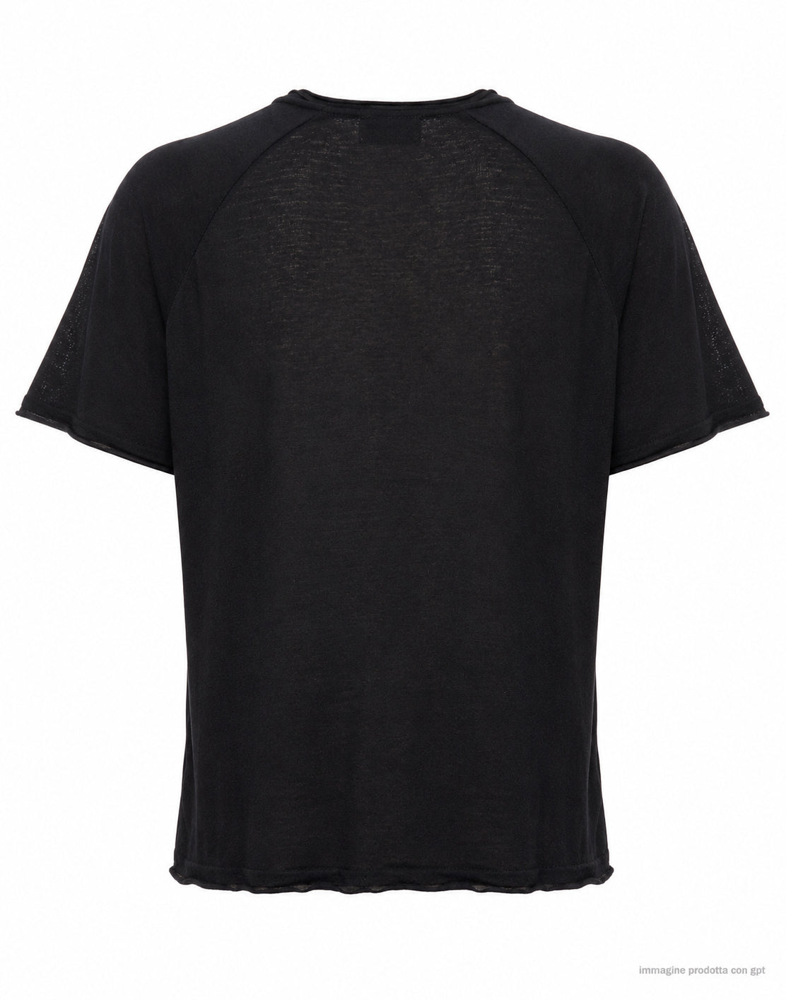 Camiseta de algodón negra para hombre Tela Cruda TNMC0006 9015 BLACK