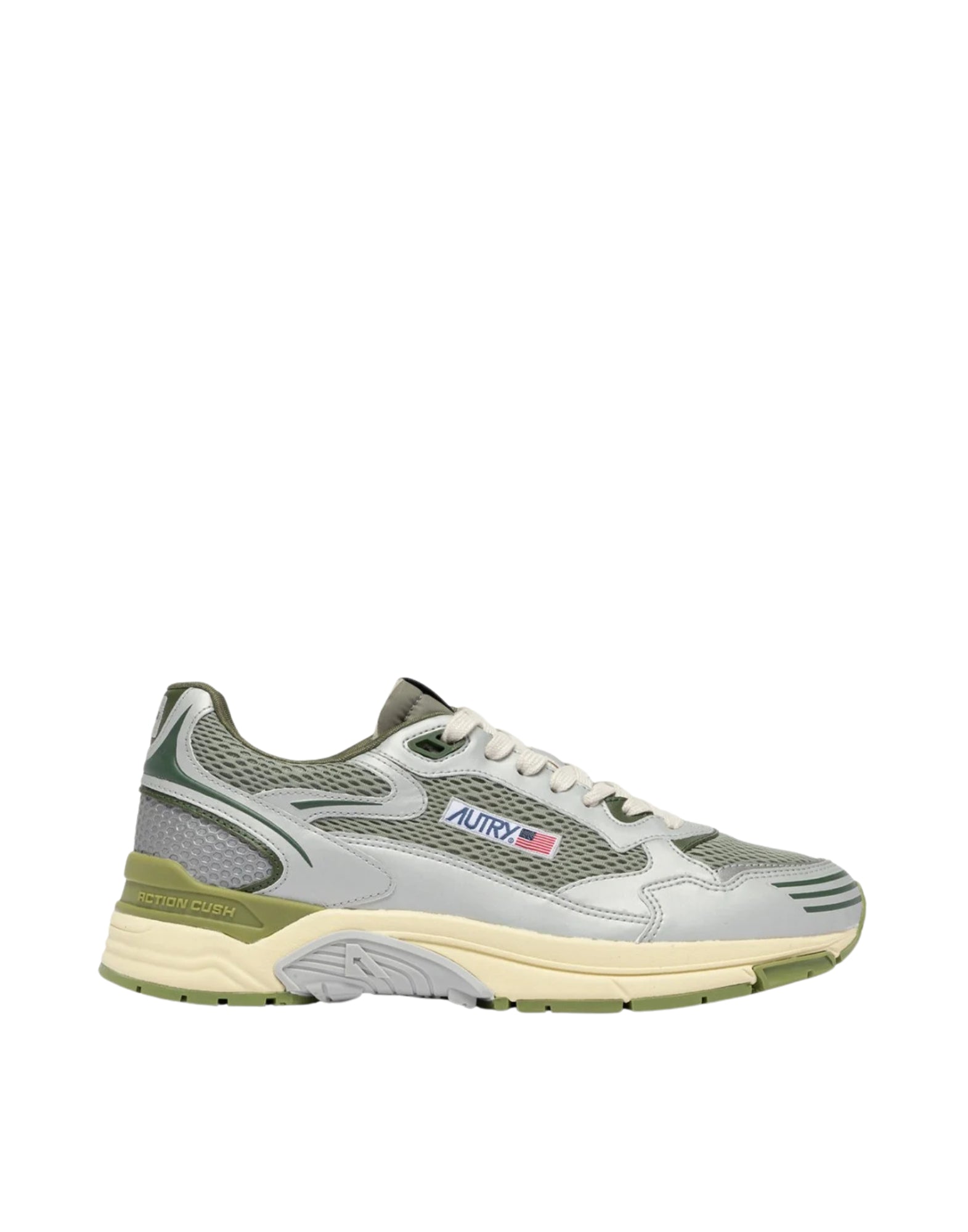 Autry Hyperway Men’s Sneakers in Synthetic Leather and Mesh Silver Sea Grass Cypress HYLM MV08 SILV/CYPR HYPERWAY