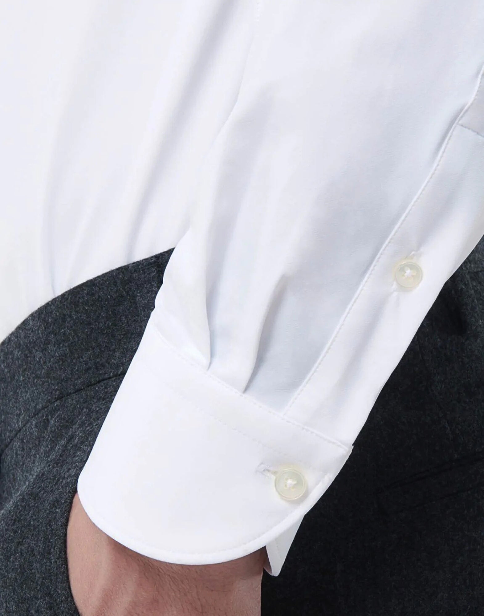 Xacus White Twill French Collar Shirt Tailor Custom Fit Men Italy ACT538ML 11460.001