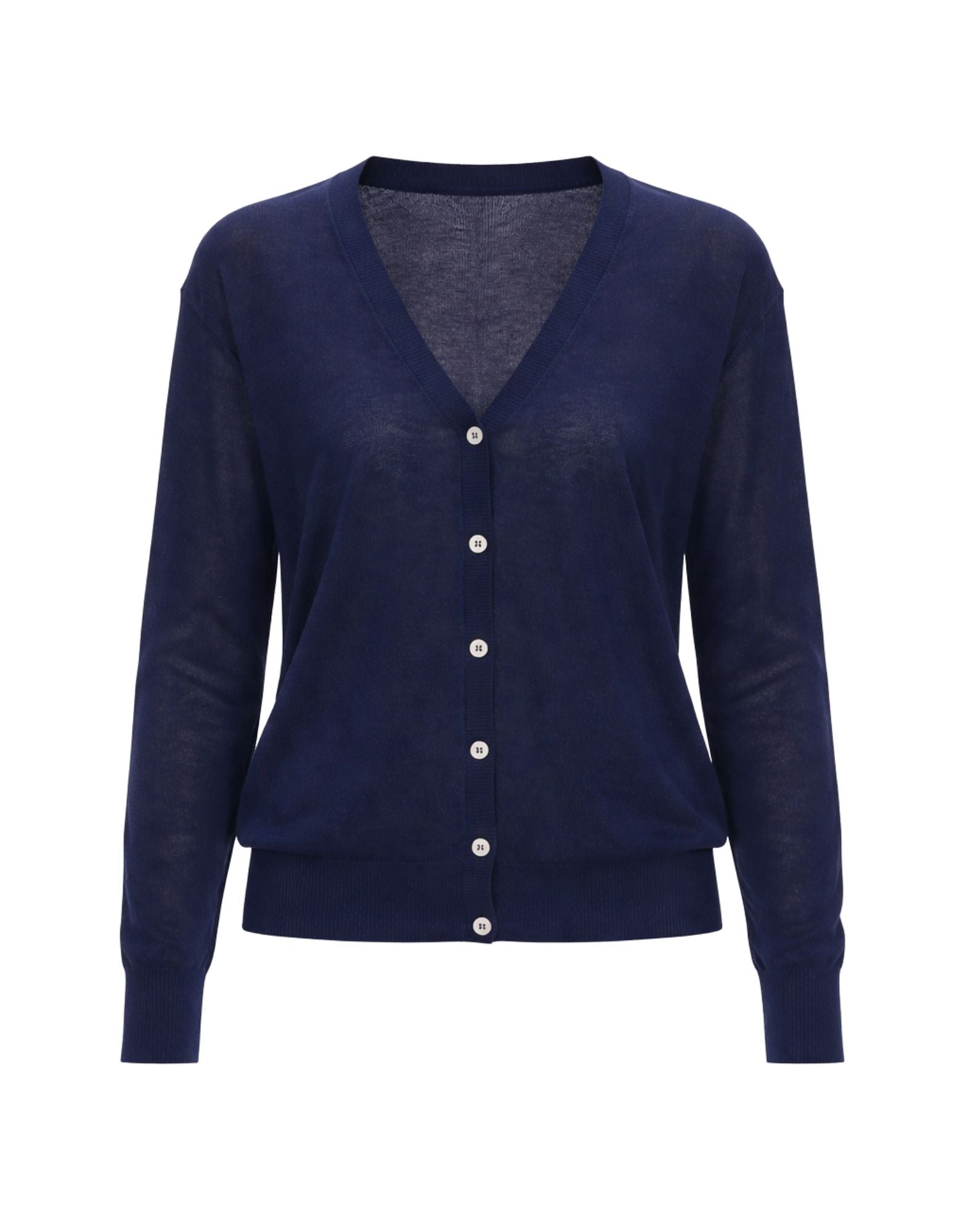 Cardigan blu da donna Hira in misto lino e seta W203 005