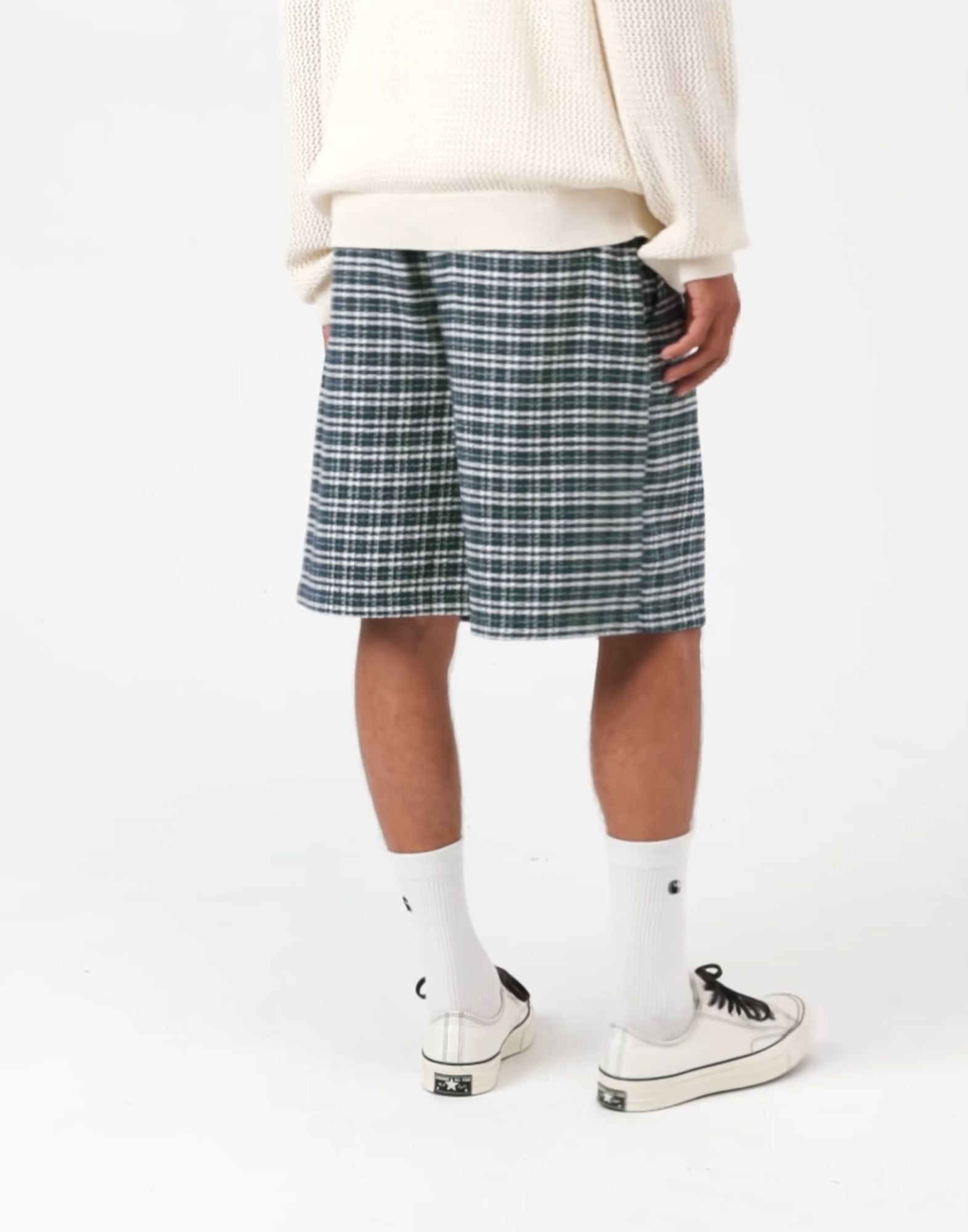 Carhartt WIP Kander Short Textured Cotton Check Blue River Men’s I036196 3JQXX03 BLUE SQUARED