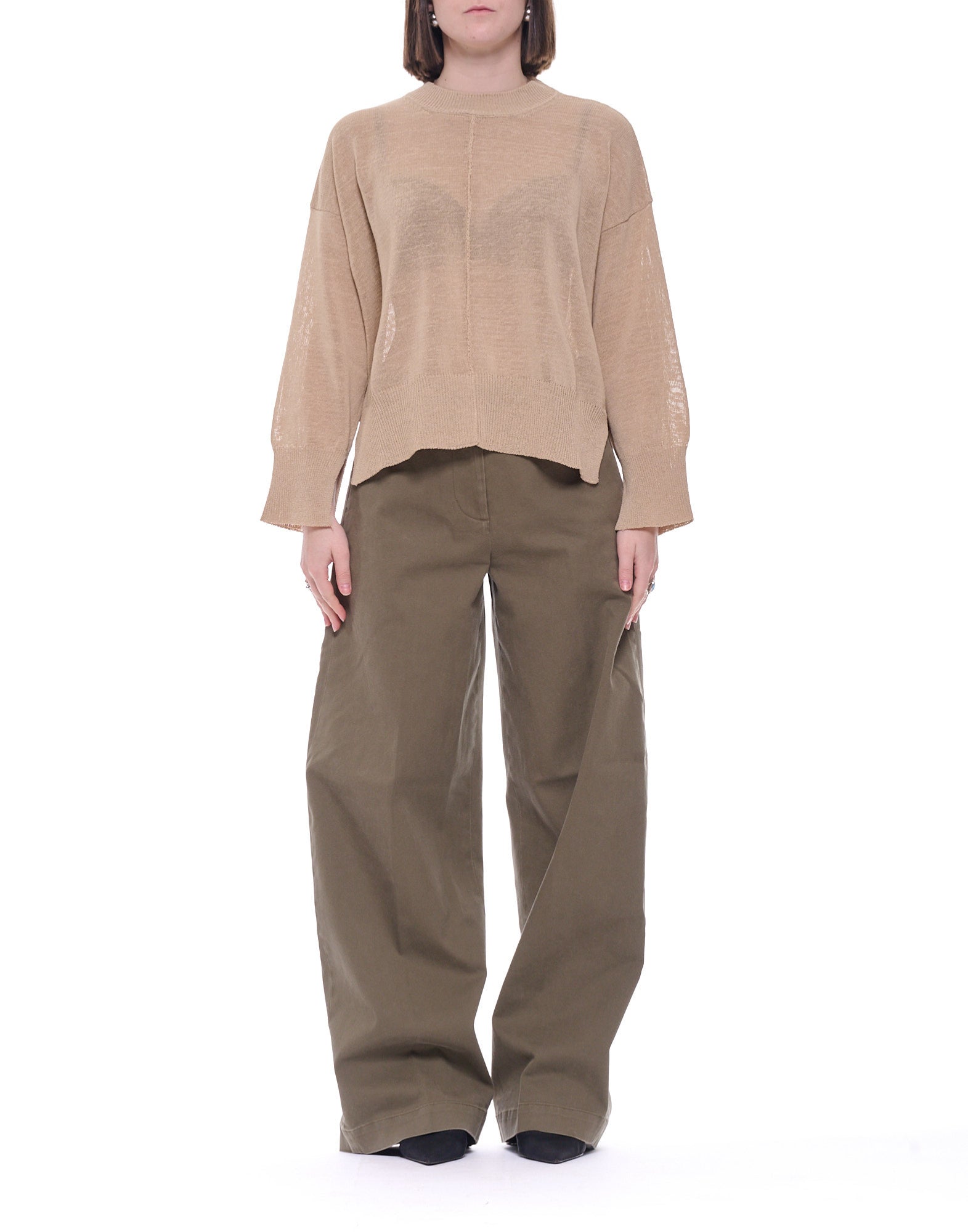 Laboratorio Soft Crewneck Cotton-Blend Knit Sweater Safari Beige Women’s JO4640 35303530