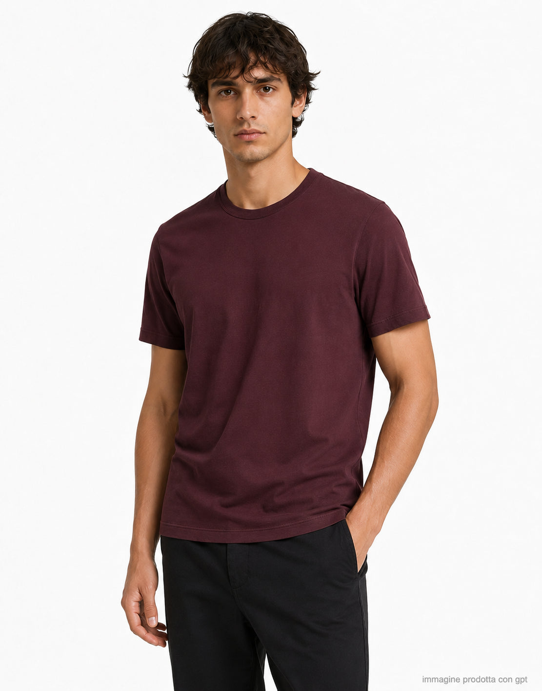 S/S crew neck Dark plum