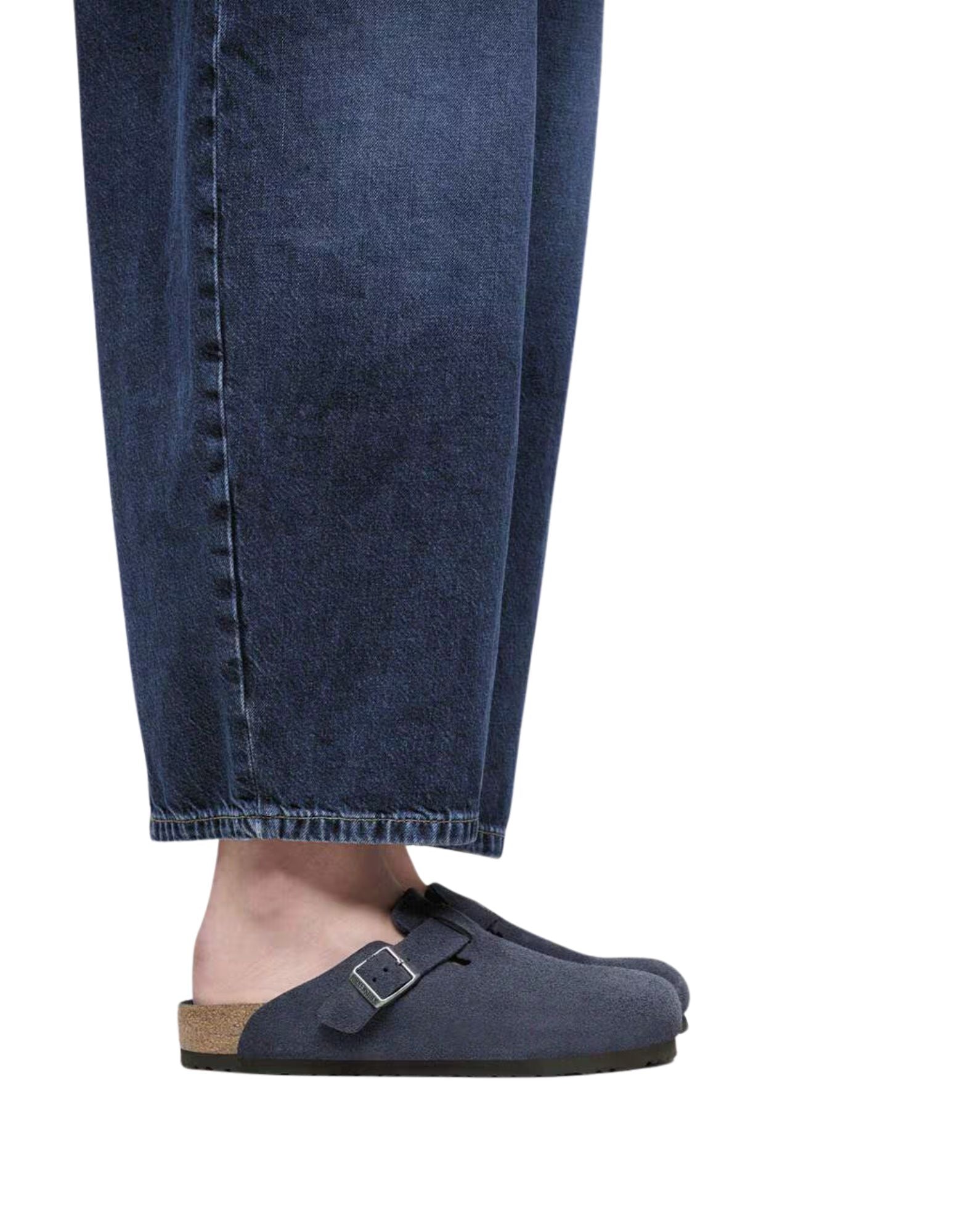 Birkenstock Boston Clogs in Waxed Suede Leather New Navy with Anatomical Cork-Latex Footbed, Unisex, Made in Germany 1030799 NEW NAVY WOMAN