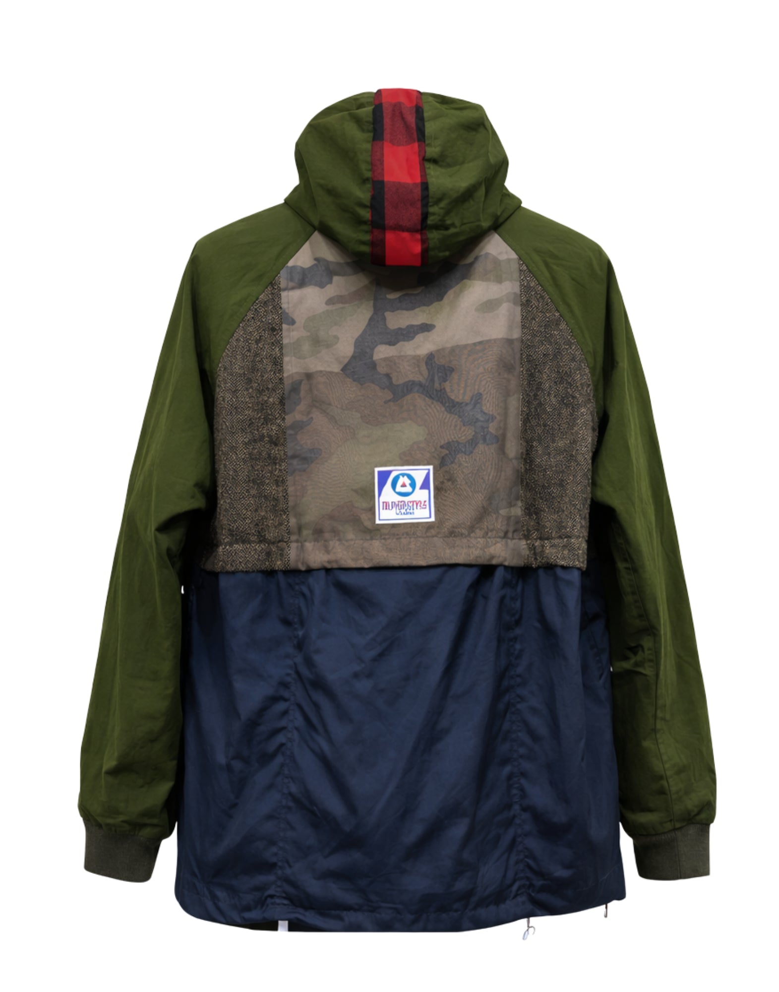 Parka Hombre Alpha Style Patchwork Multicolor con Capucha y Cremallera 3027 VERDE