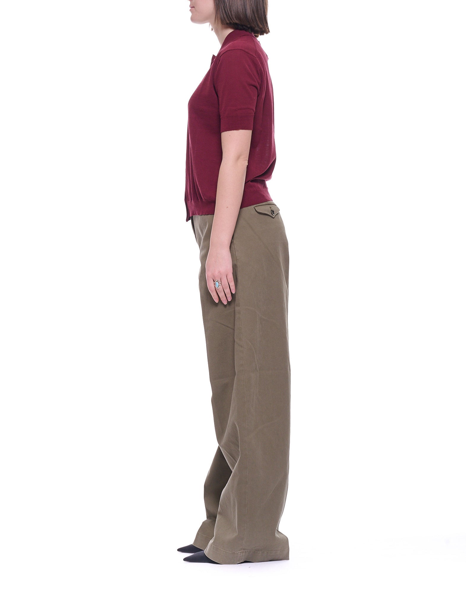 Laboratorio Cotton Knit Shirt with French Collar, Button Front, Cherry – Women’s JO4622 5530