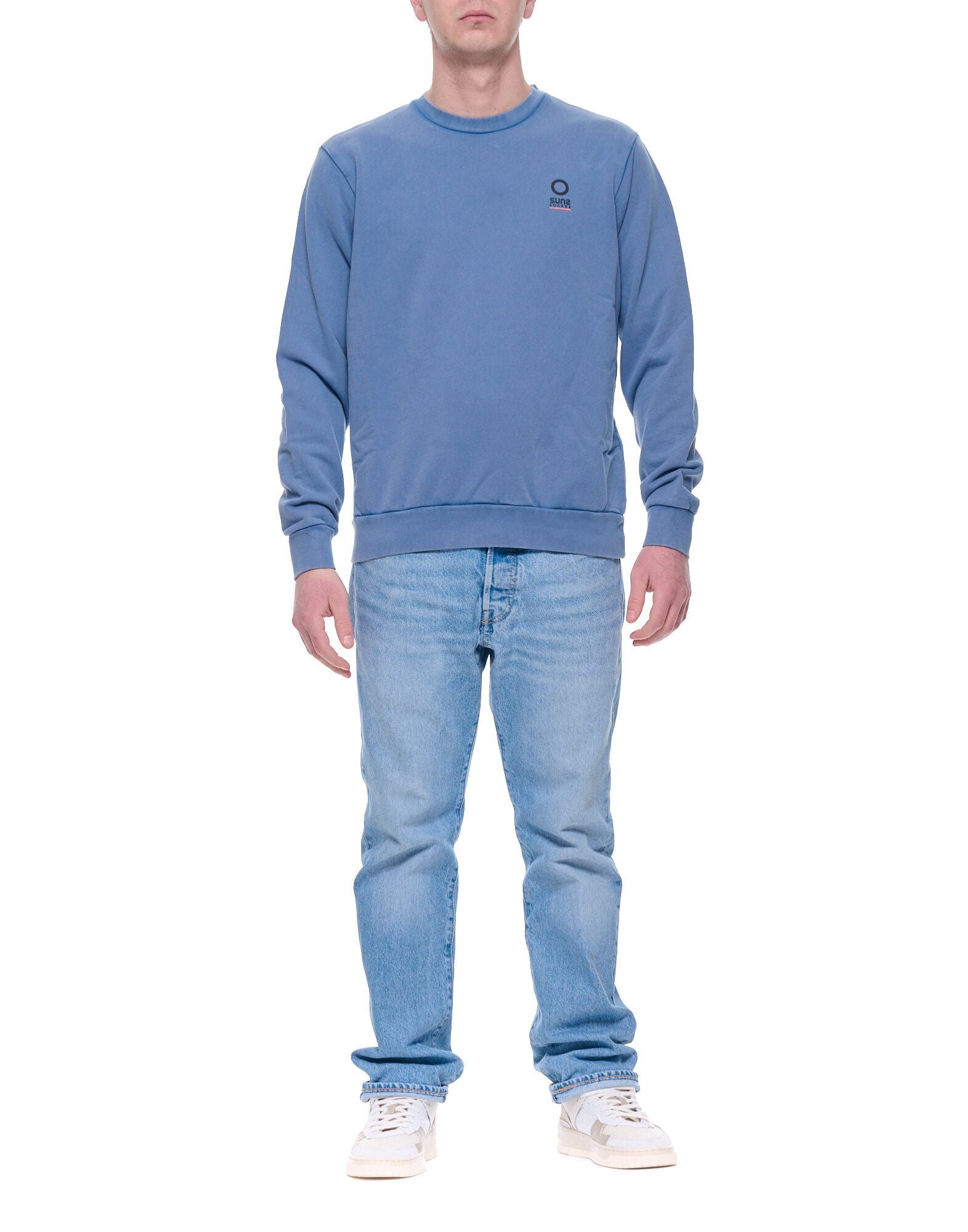 Suns Boards Gipo Dye Old Men’s Crewneck Sweatshirt in Garment-Dyed Cotton Avion Regular Fit MFS6101U V1 AVION