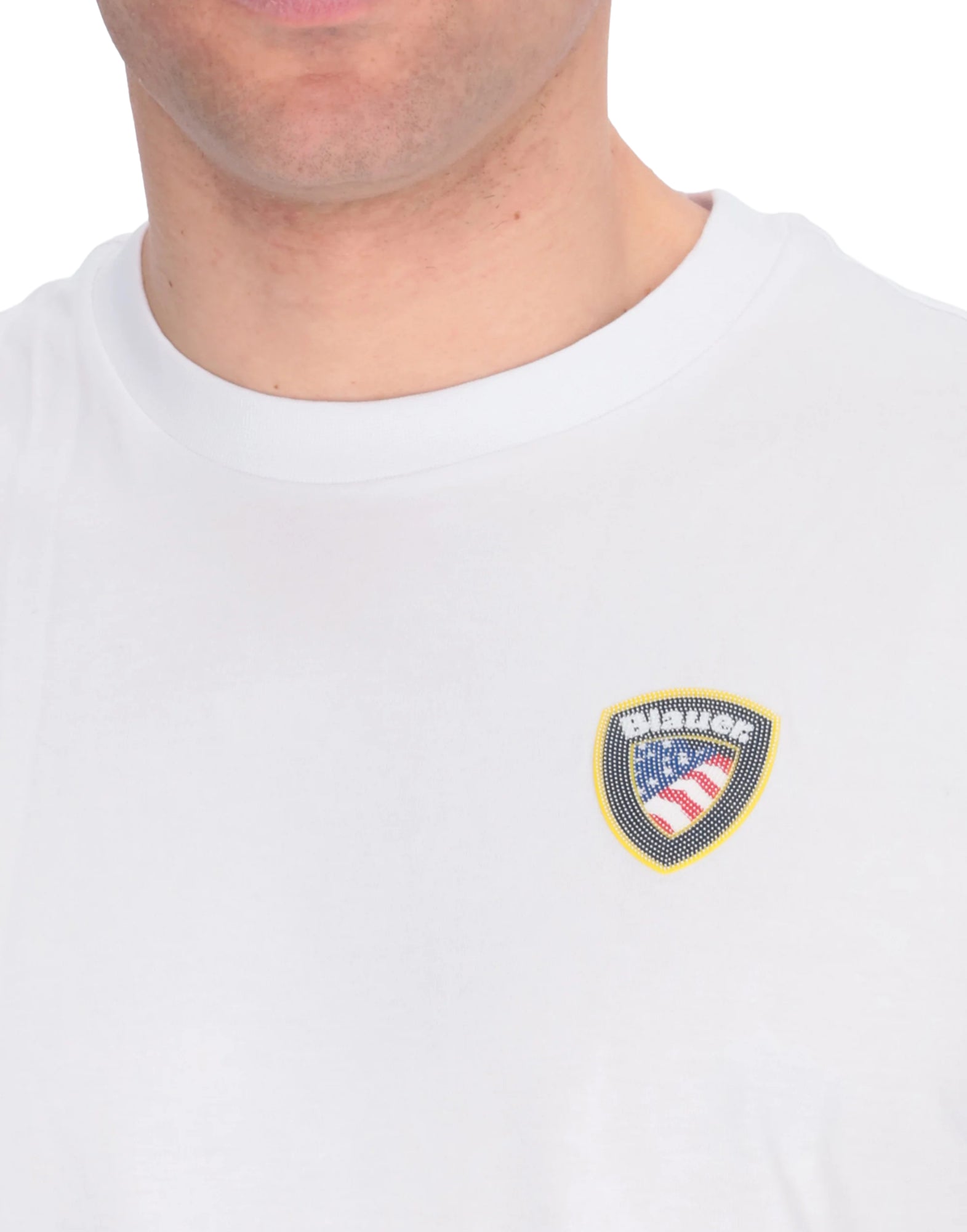 Blauer FAXON Men’s Cotton T-Shirt Optic White with Rubber Logo 26SBLUH02284-007480 100