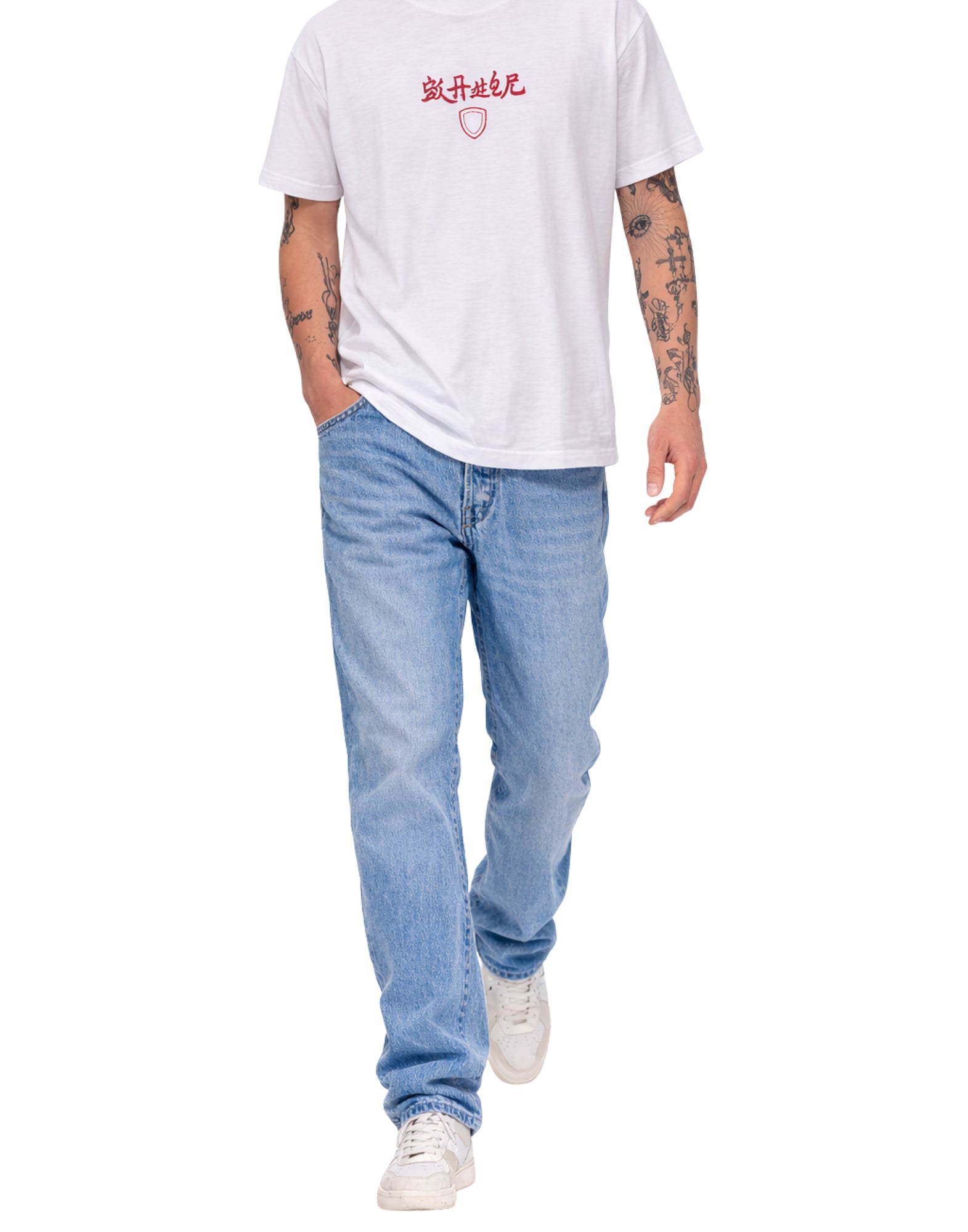 Blauer Creek Printed Cotton T-Shirt Optic White Men’s 26SBLUH02317-005685 100 CREEK