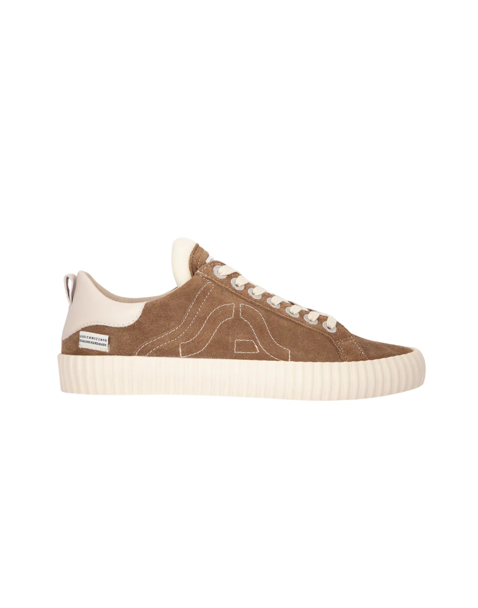 Springa Wavy Suede Taupe Sneakers in Suede with Stitched Logo WLI SU TEXA1EY TAUPE