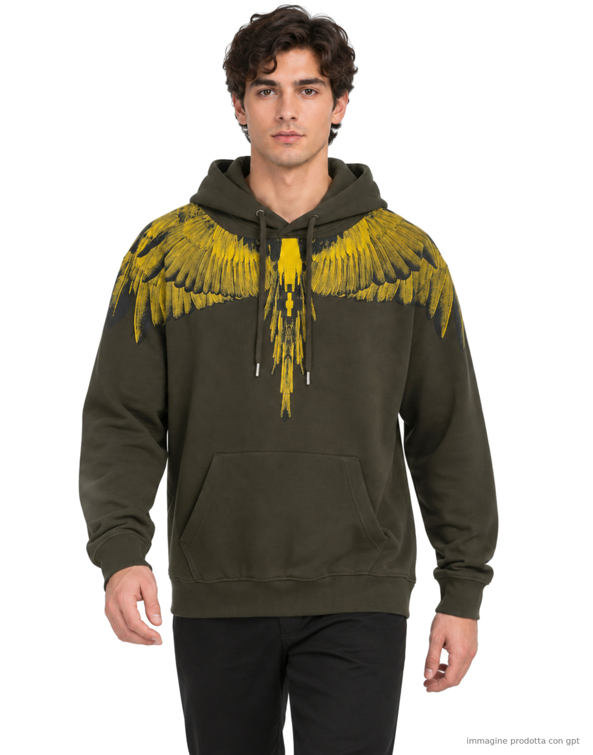 Hoodie Man Military green/Yellow bird