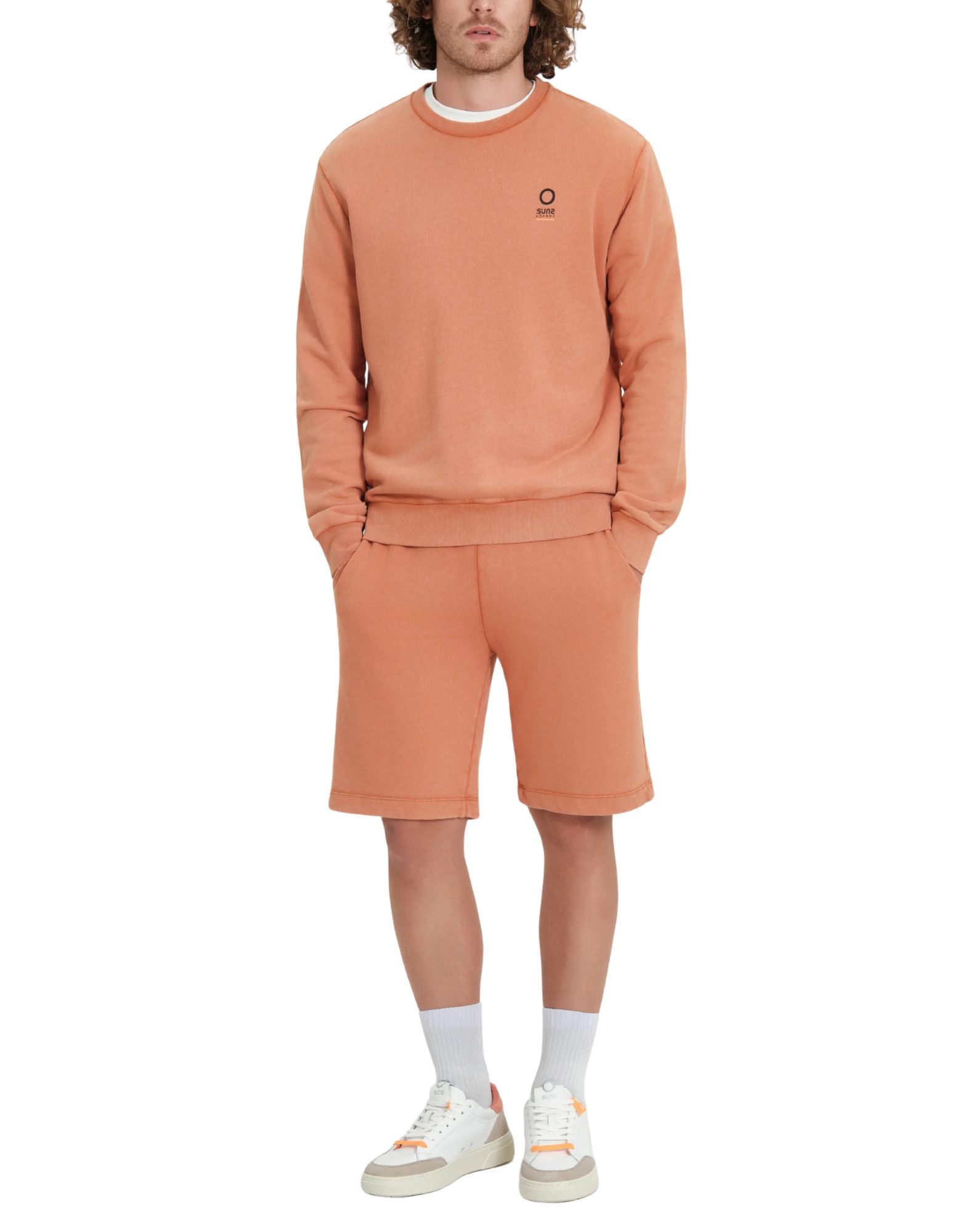 Suns Boards Gipo Dye Old Men’s Crewneck Sweatshirt in Garment-Dyed Cotton Coccio Regular Fit MFS6101U V3 COCCIO