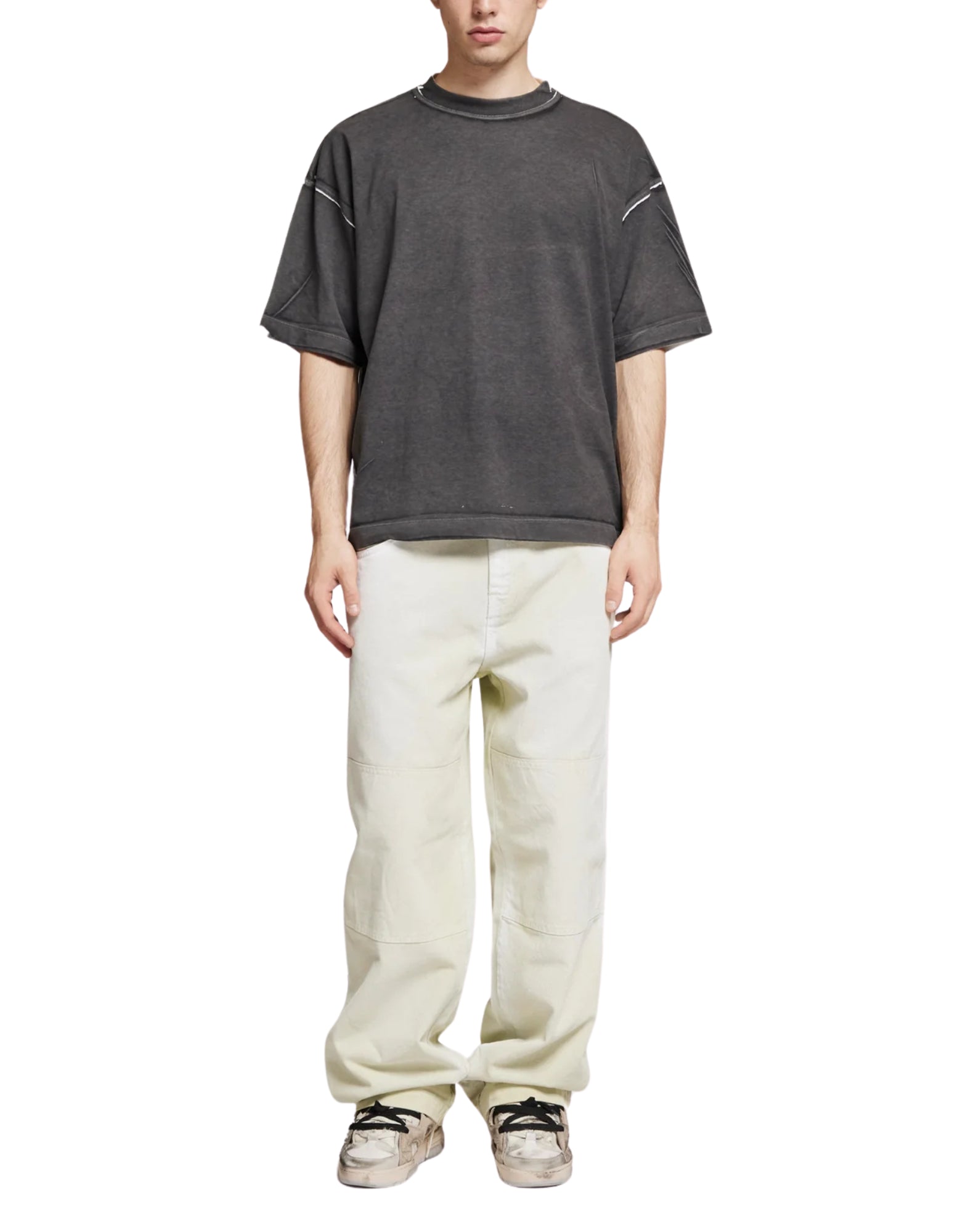 T-shirt man 13DP10060204302 COSTA OVERSIZED DARK GREY PAURA