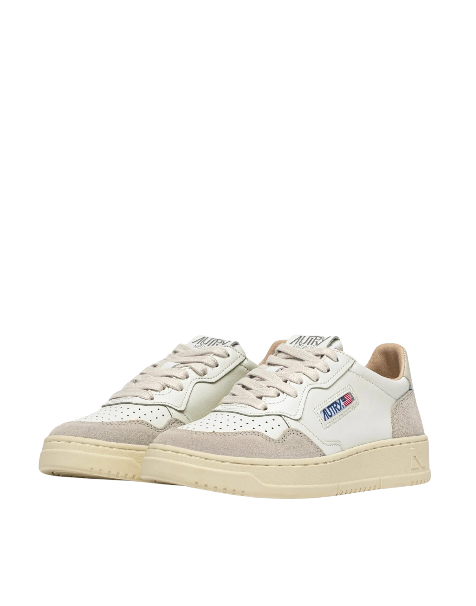 Autry Medalist Low Women’s Sneakers in Suede and White Leather Pelican AULW LS14 WHT/PELIC MEDALIST