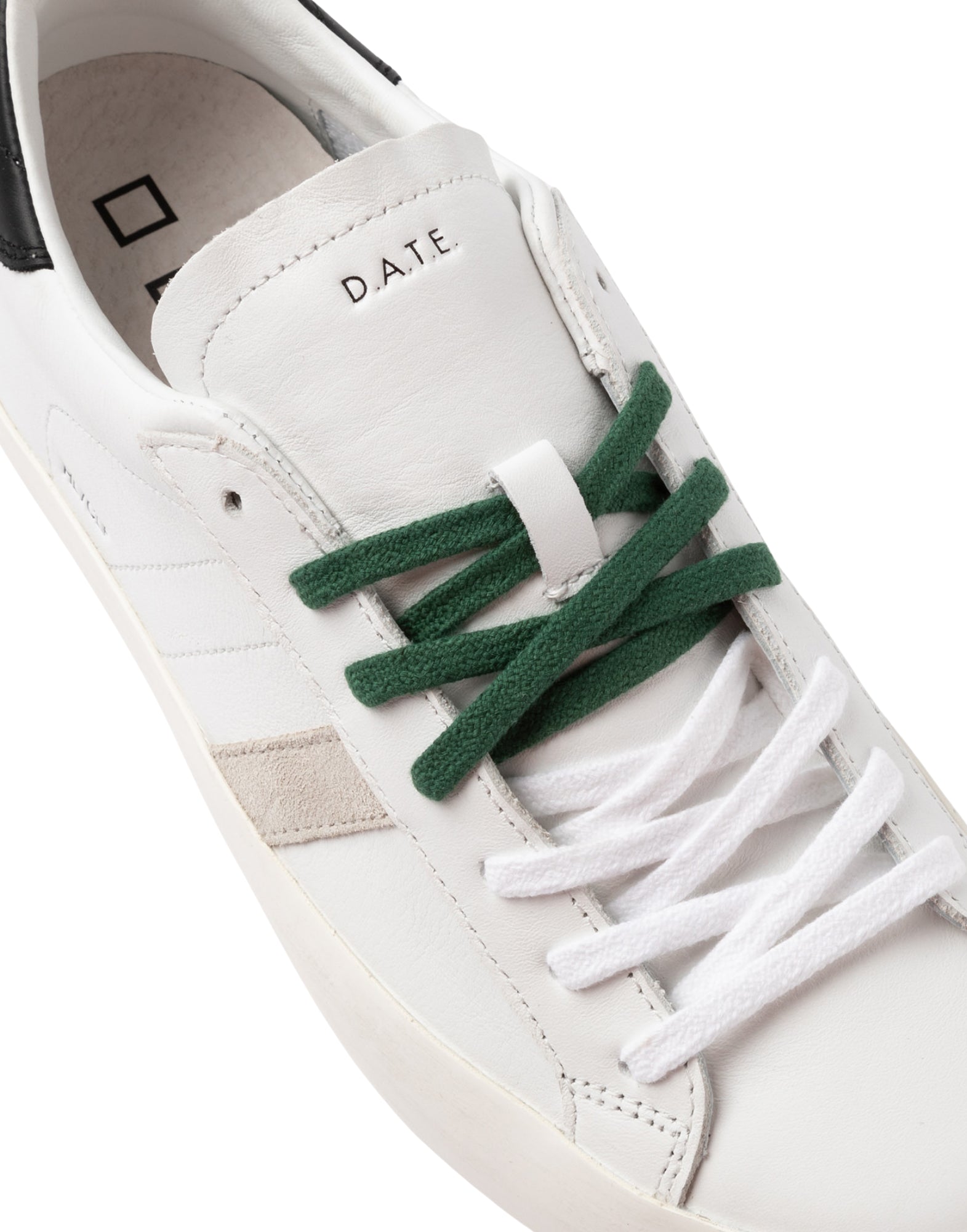 D.A.T.E. Hill Low Calf Men’s White Black Leather Sneakers M441-HL-CA-WB