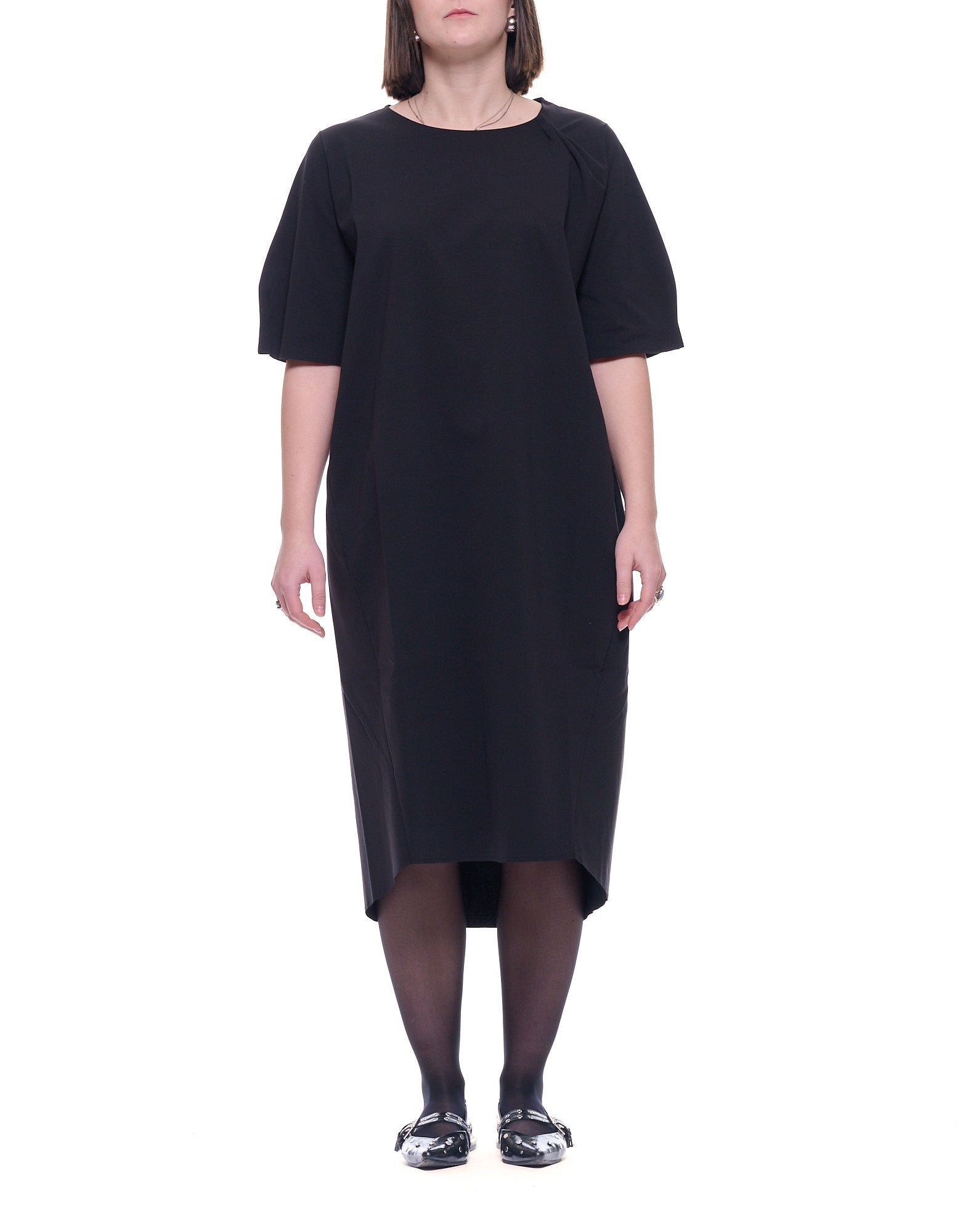 Hira Women’s Long Cotton Blend Dress with Crew Neck and Short Sleeves W124 006