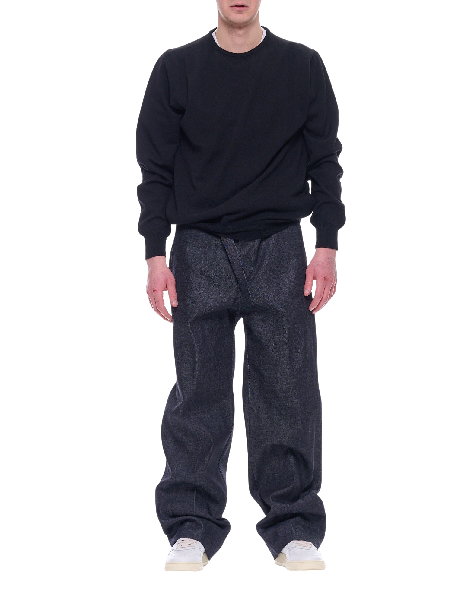 Costumein Black John Nimes Men’s Wide Leg Cotton Pants Made in Italy Z72 BLACK JOHN NIMES SINGLE