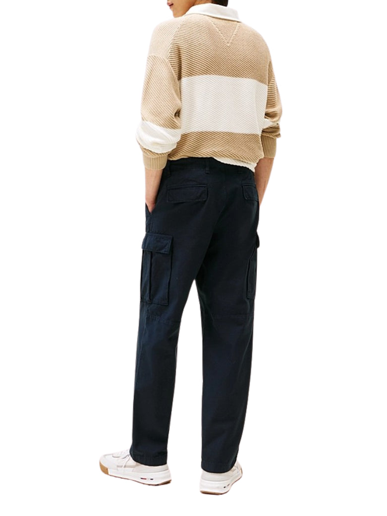 Pants man MW0MW38860DCC LINEN CARGO PANT CARBON NAVY TOMMY HILFIGER