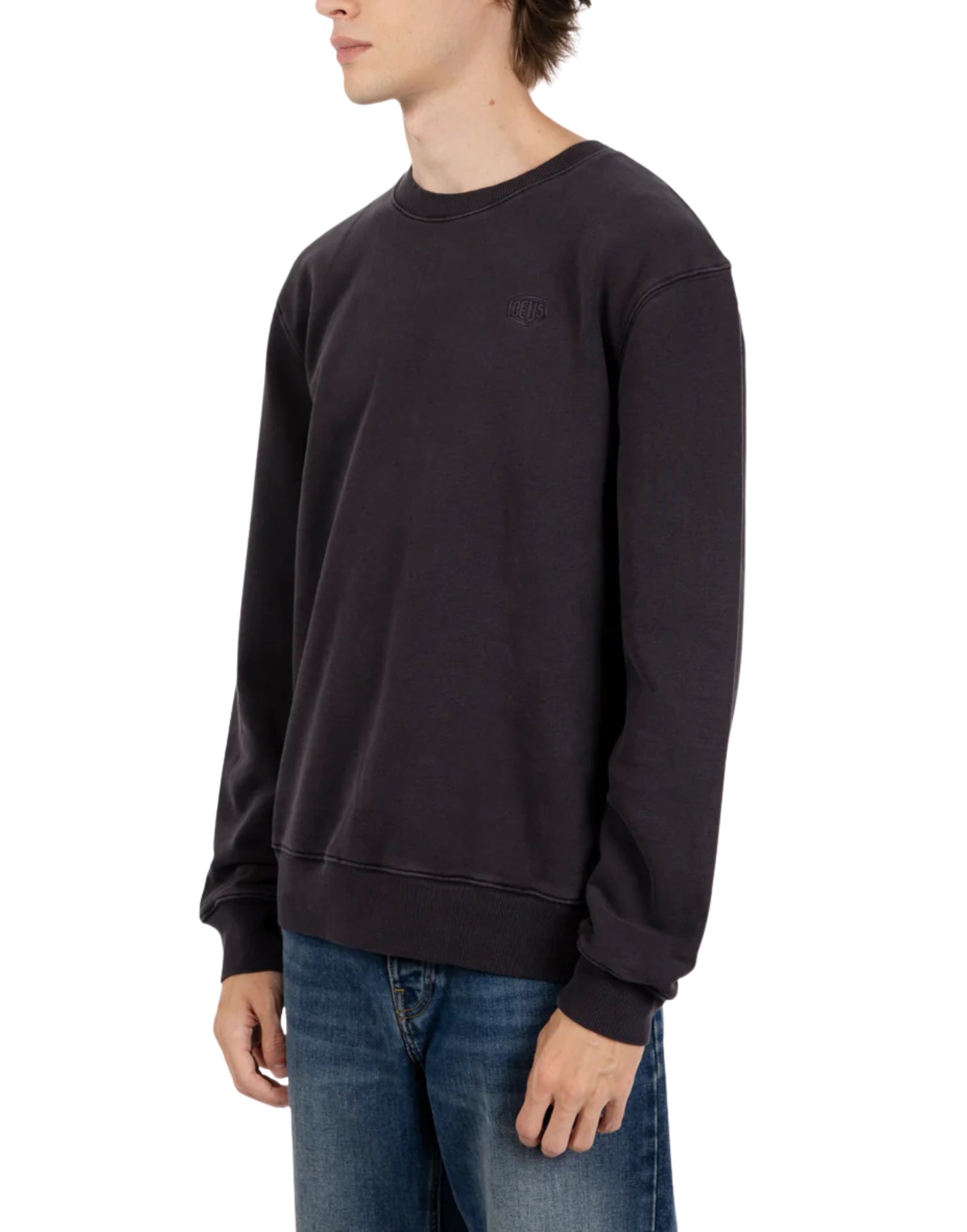 DMF258460 BLACK GARMENT DYED CREW - Maglieria - Deus Ex Machina