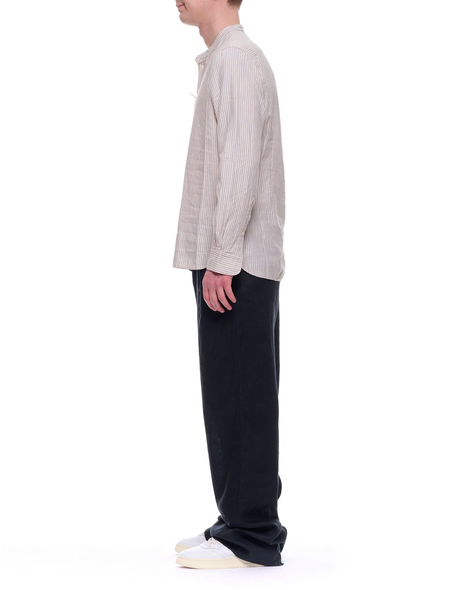 Cellar Door Pantalón de lino negro para hombre Owen Corte relajado Hecho en Italia 110578 L130 99 NEGRO