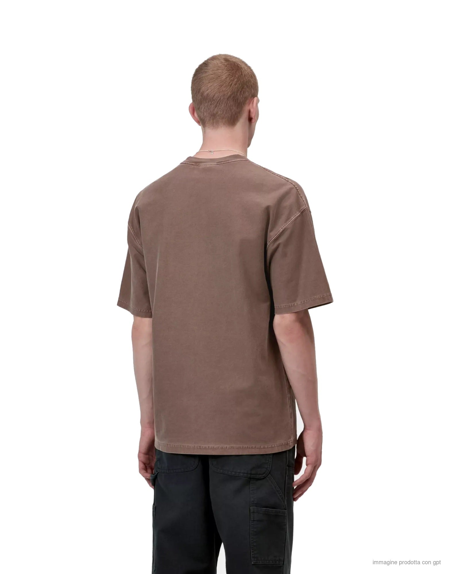 Loose Pocket T-Shirt Organic Cotton Single Jersey Tobacco garment dyed