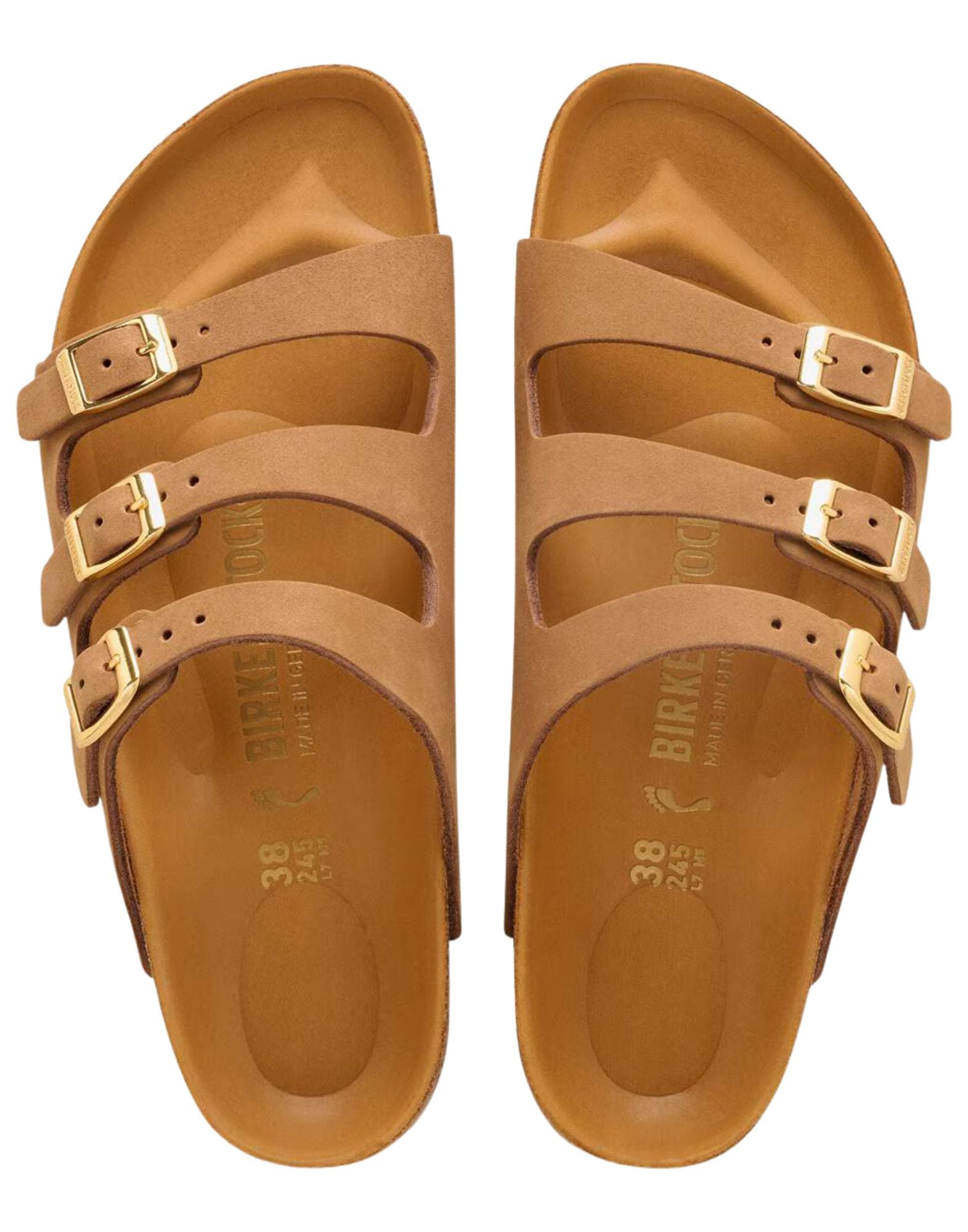 Birkenstock Florida Fresh Sandals in Nubuck Leather Mink with Semi-Exquisit Footbed for Women, Made in Germany 1031867 MINK