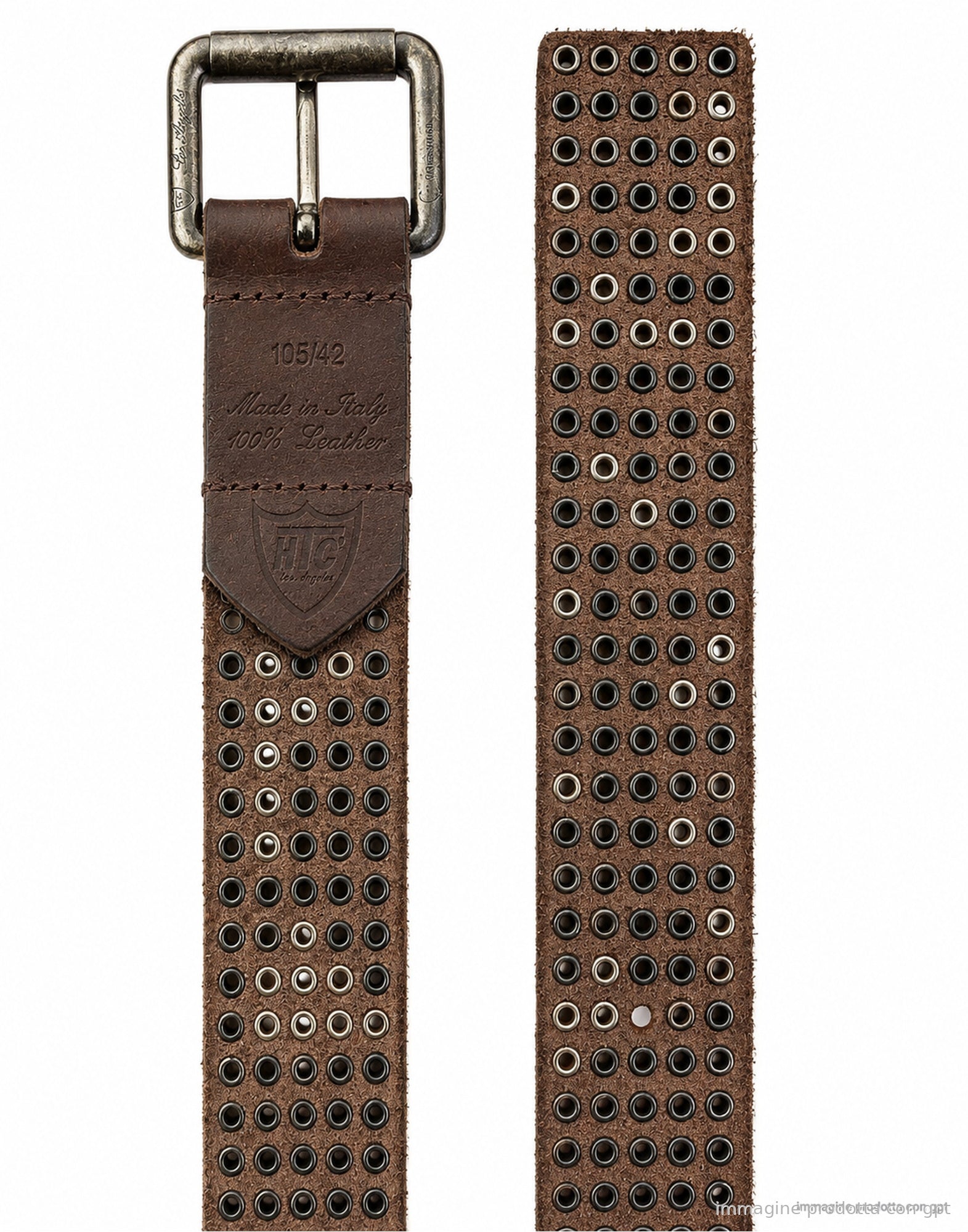 Belt with Multi Studs Brown