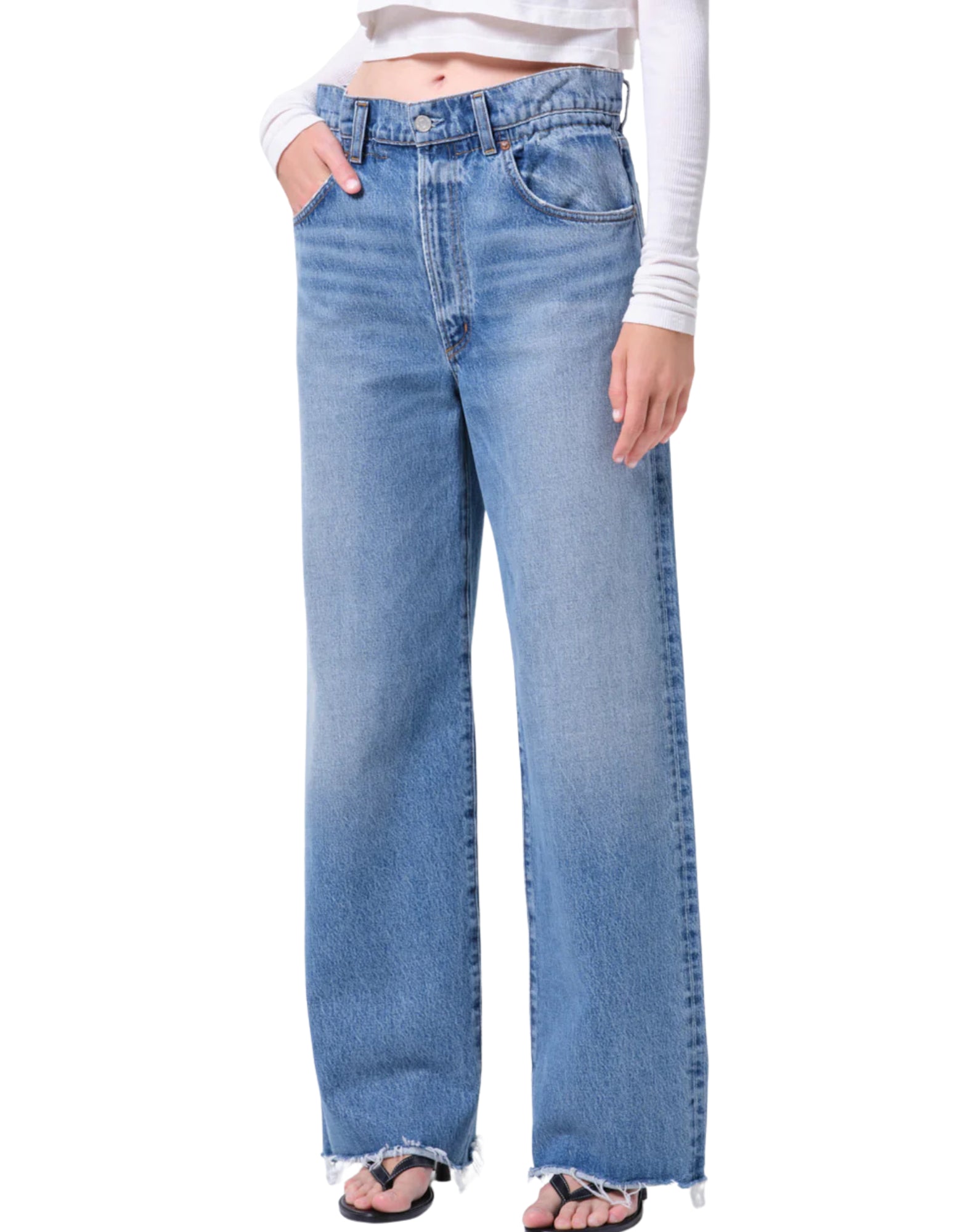 AGOLDE Lyonne Jean Women’s High-Rise Straight Jeans Rigid Denim Outbreak A312 1885 OBRK OUTBRK LYONNE