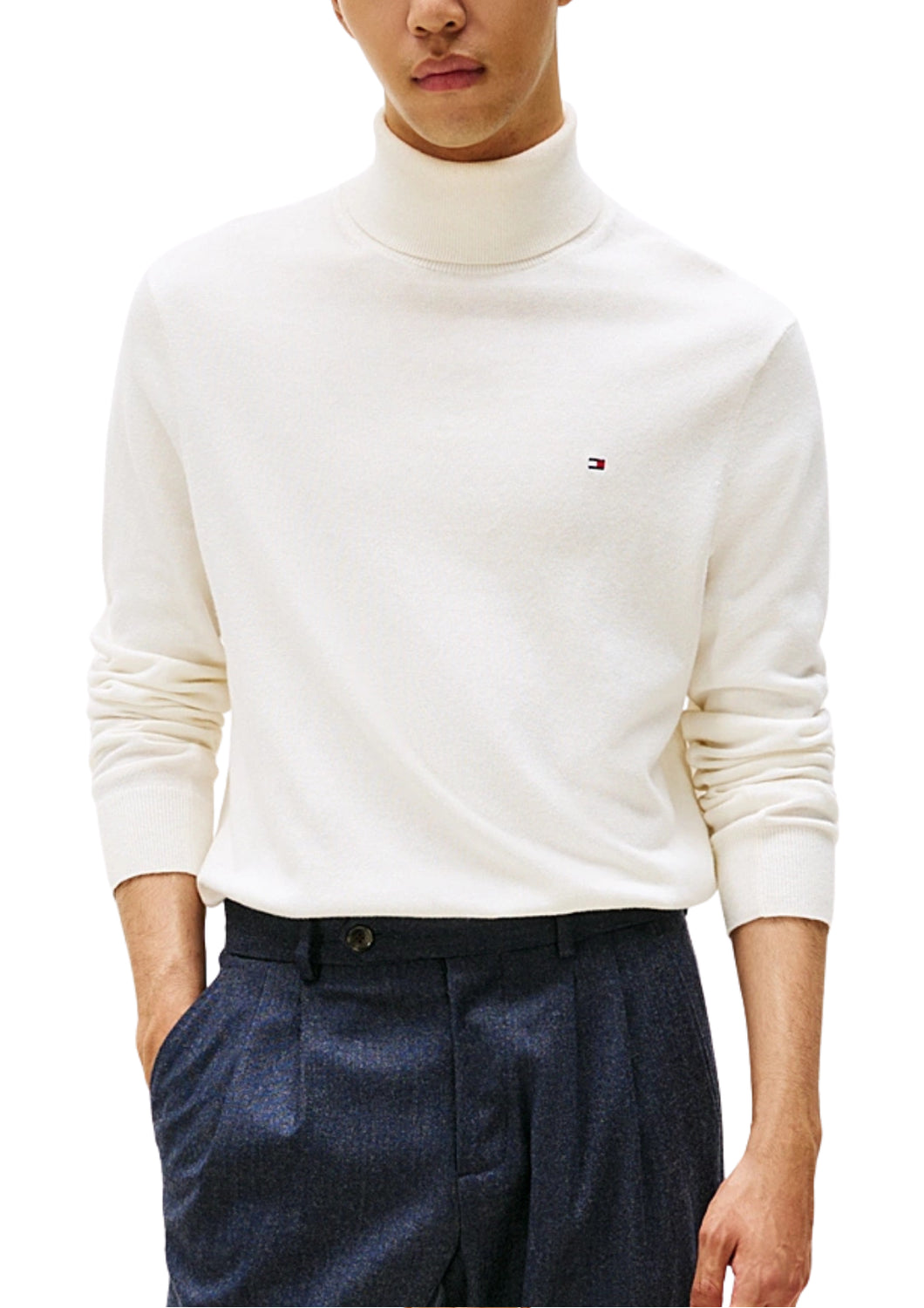 28048 Z00 IVORY PIMA ROLL NECK CASHMERE - Maglieria - TOMMY HILFIGER