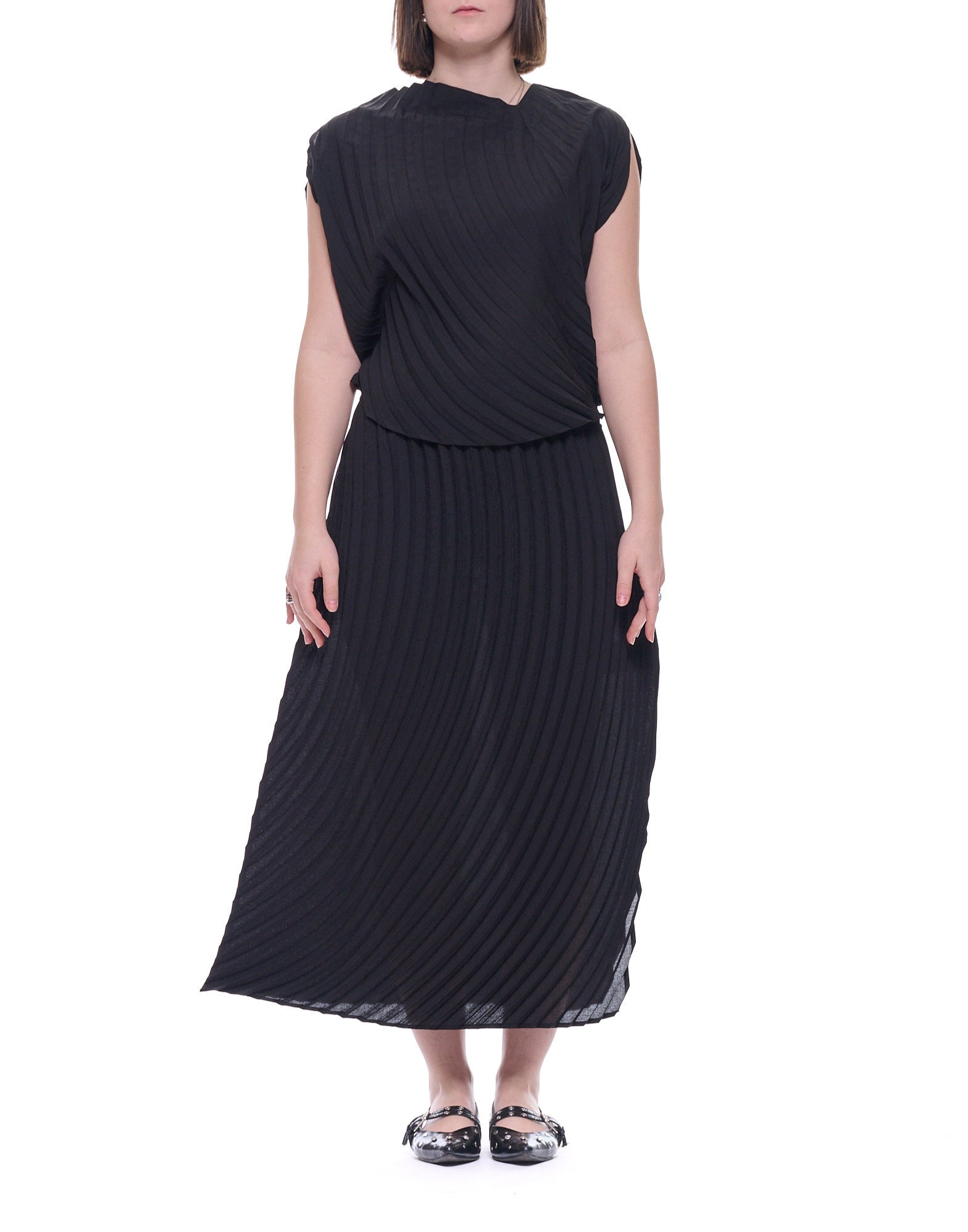 Meimeij Women’s Pleated Polyester Blouse, Black, Short Sleeve, Regular Fit E6/I/ M6EY02 100 BLACK