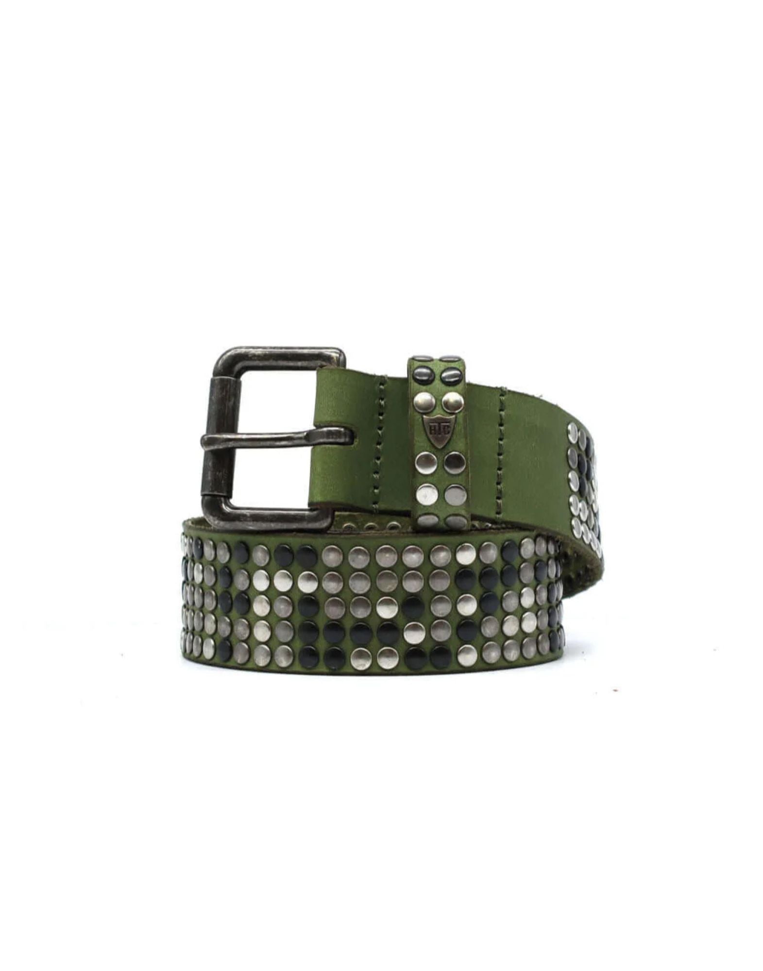 Hollywood Trading Company 5.000 Studs Color Belt olive leather studded belt Made in Italy unisex 26SHTCI036 OLIVE