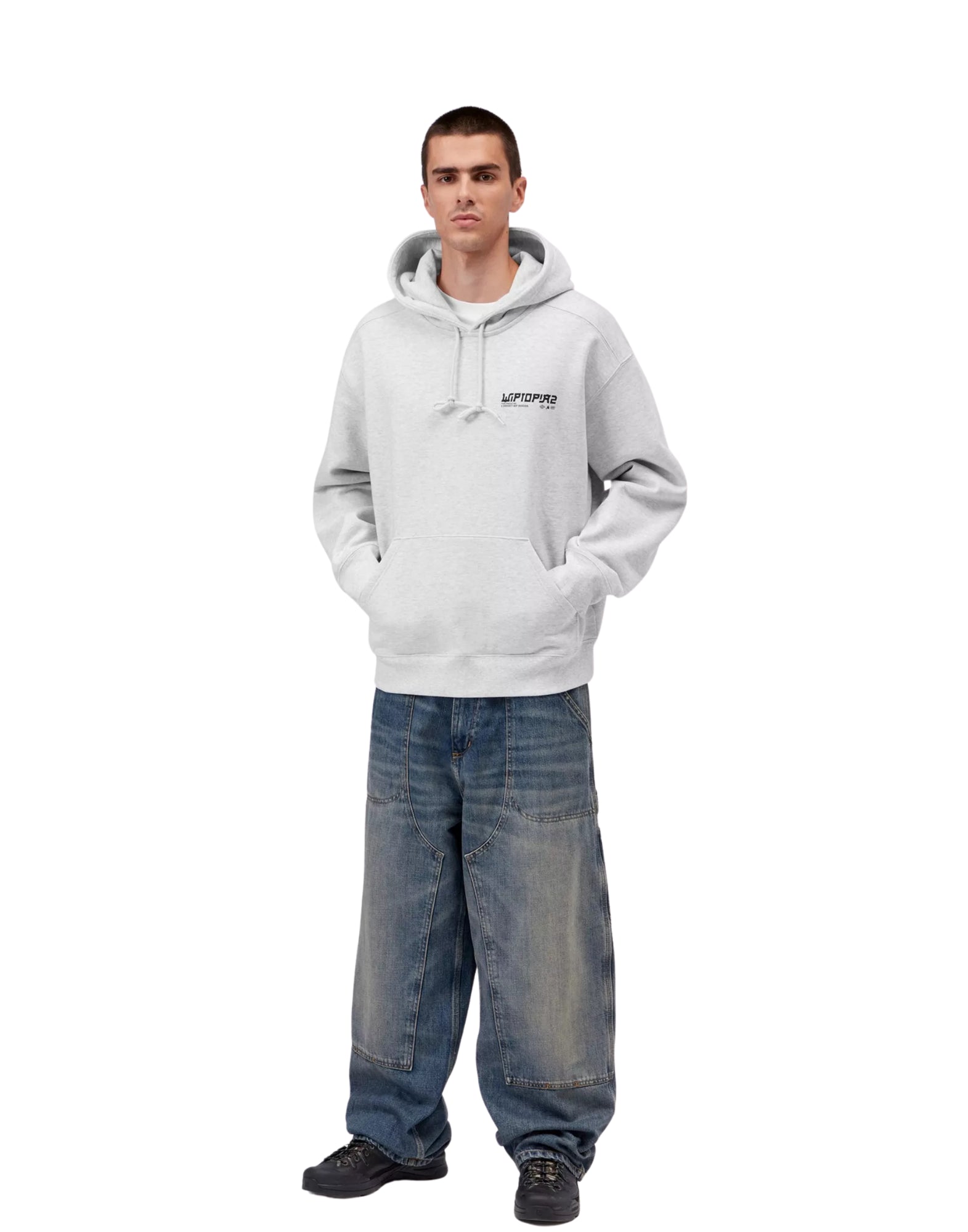 Kapuzen-Sweatshirt „Wiptopia II“ in Asche-Melange