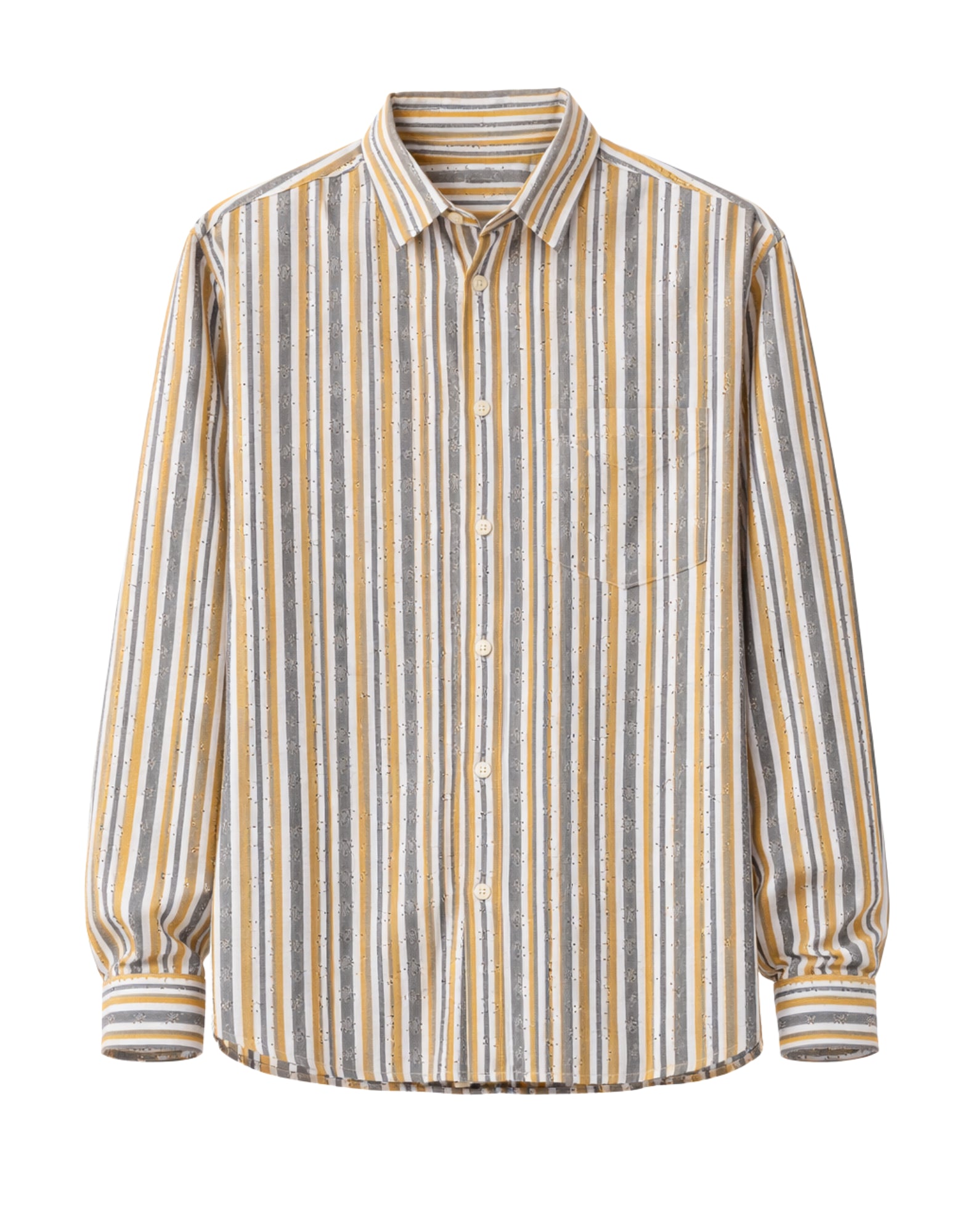 Tintoria Mattei Men’s Striped Sangallo Cotton Shirt Mustard RXC N78 RU1 SANGALLO SENAPE