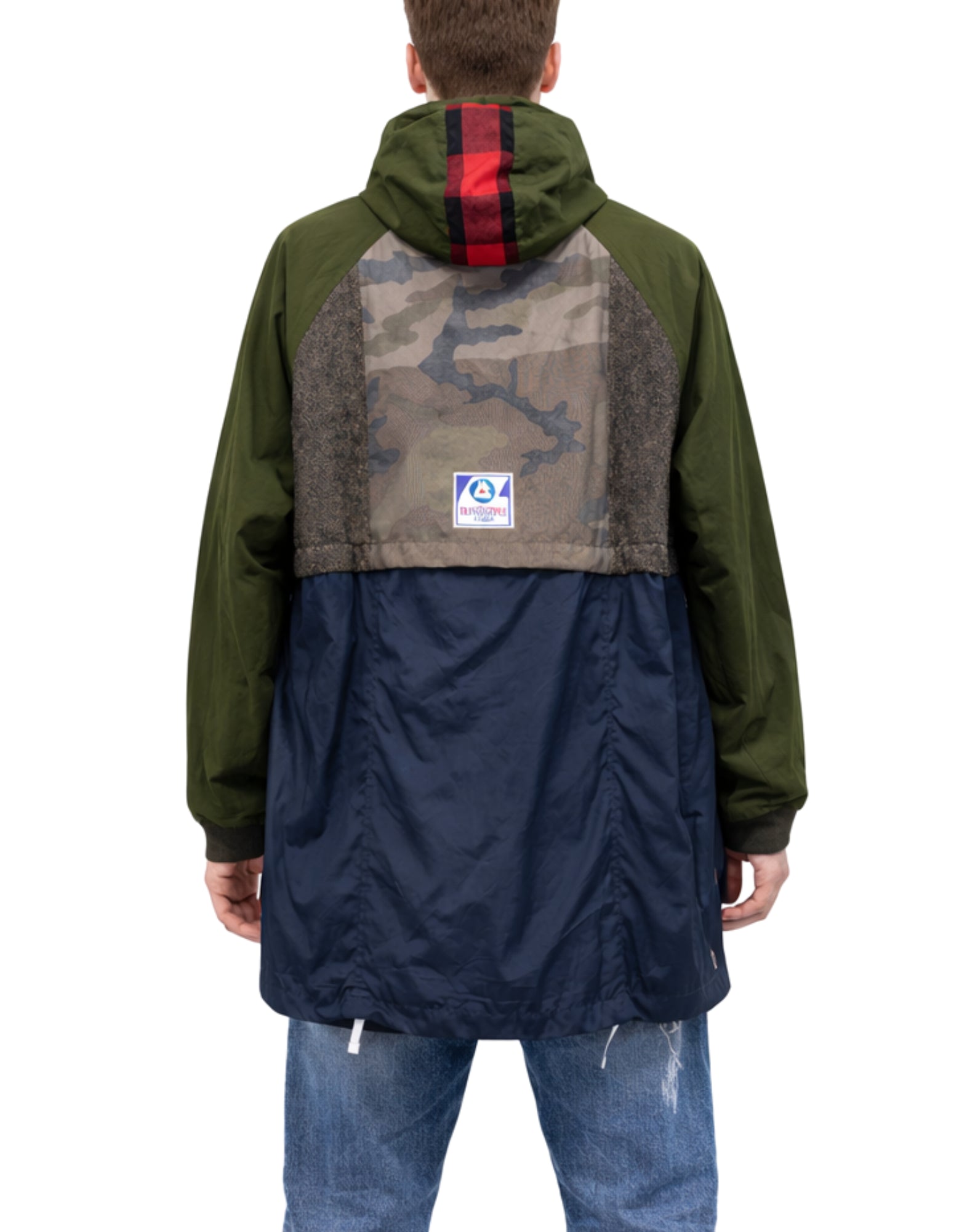 Parka Hombre Alpha Style Patchwork Multicolor con Capucha y Cremallera 3027 VERDE