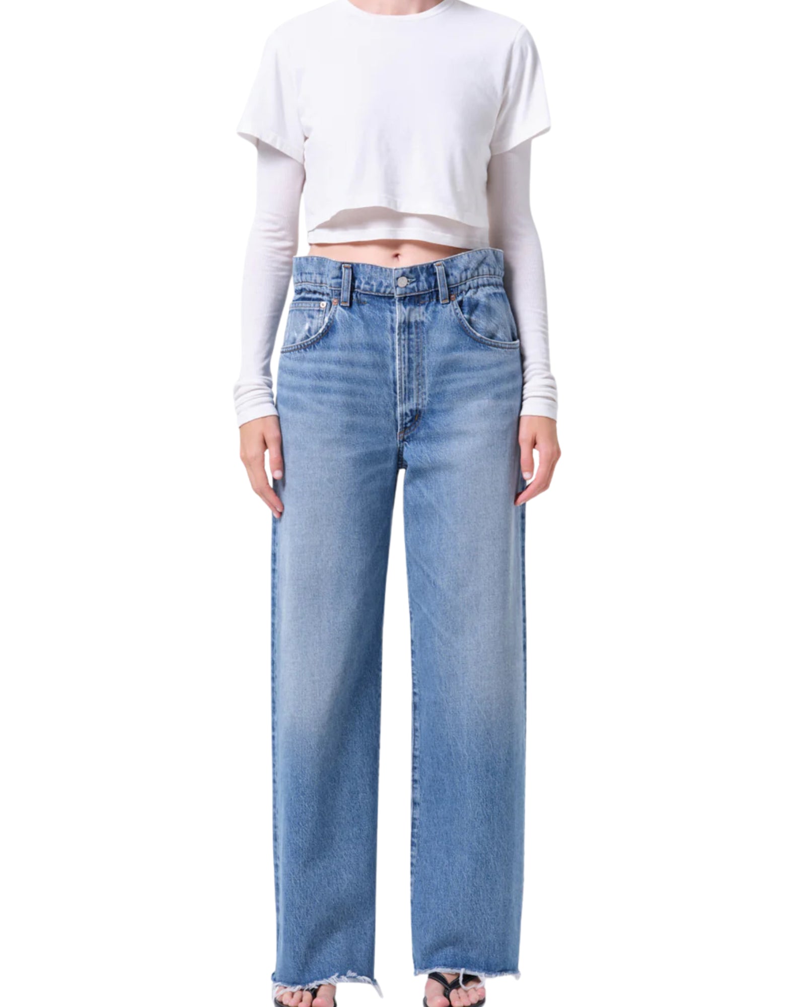 AGOLDE Lyonne Jean Women’s High-Rise Straight Jeans Rigid Denim Outbreak A312 1885 OBRK OUTBRK LYONNE