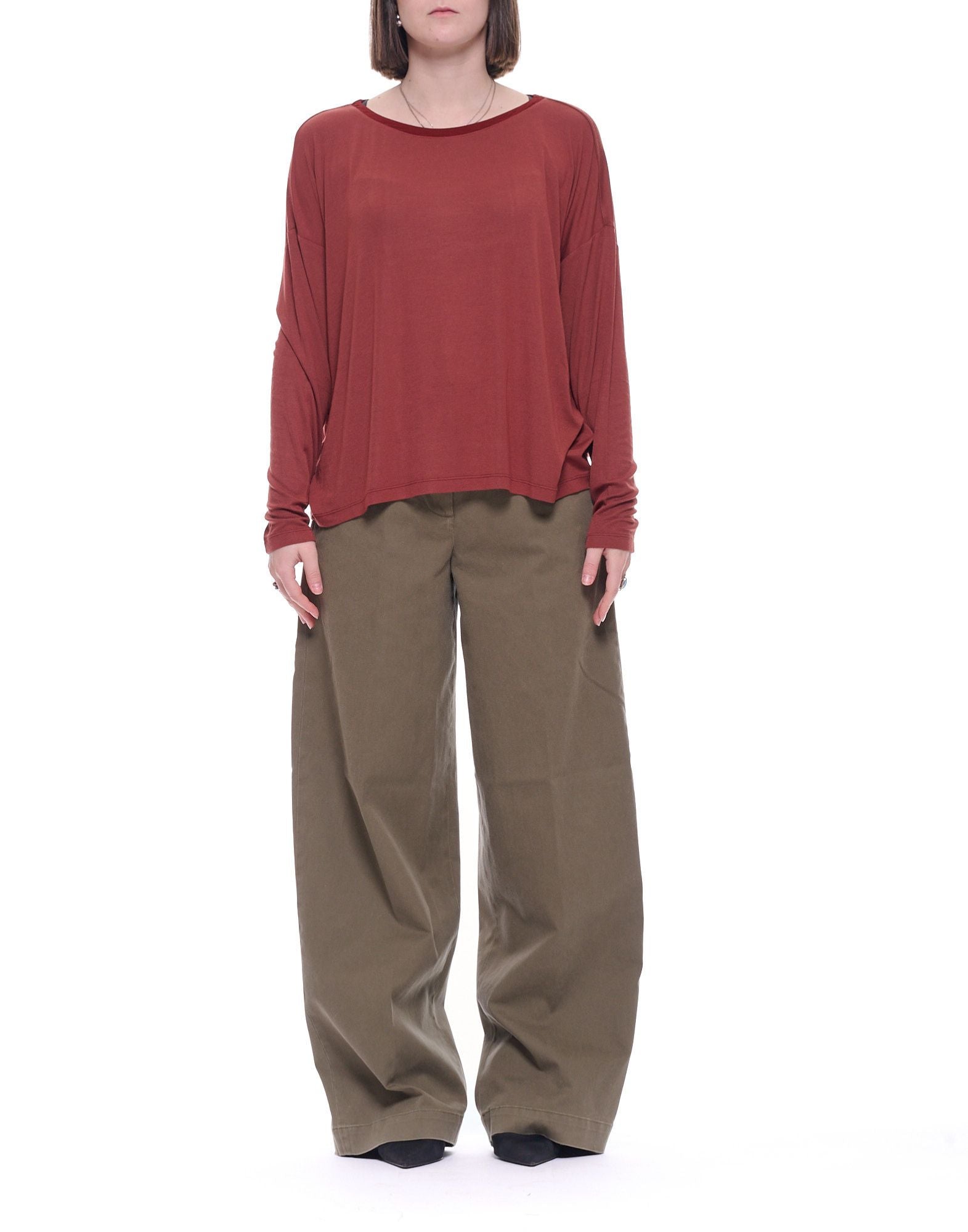 Transit Långärmad T-shirt dam Modal Sangria Relaxed Fit Crewneck CFDTRBI184 SANGRIA