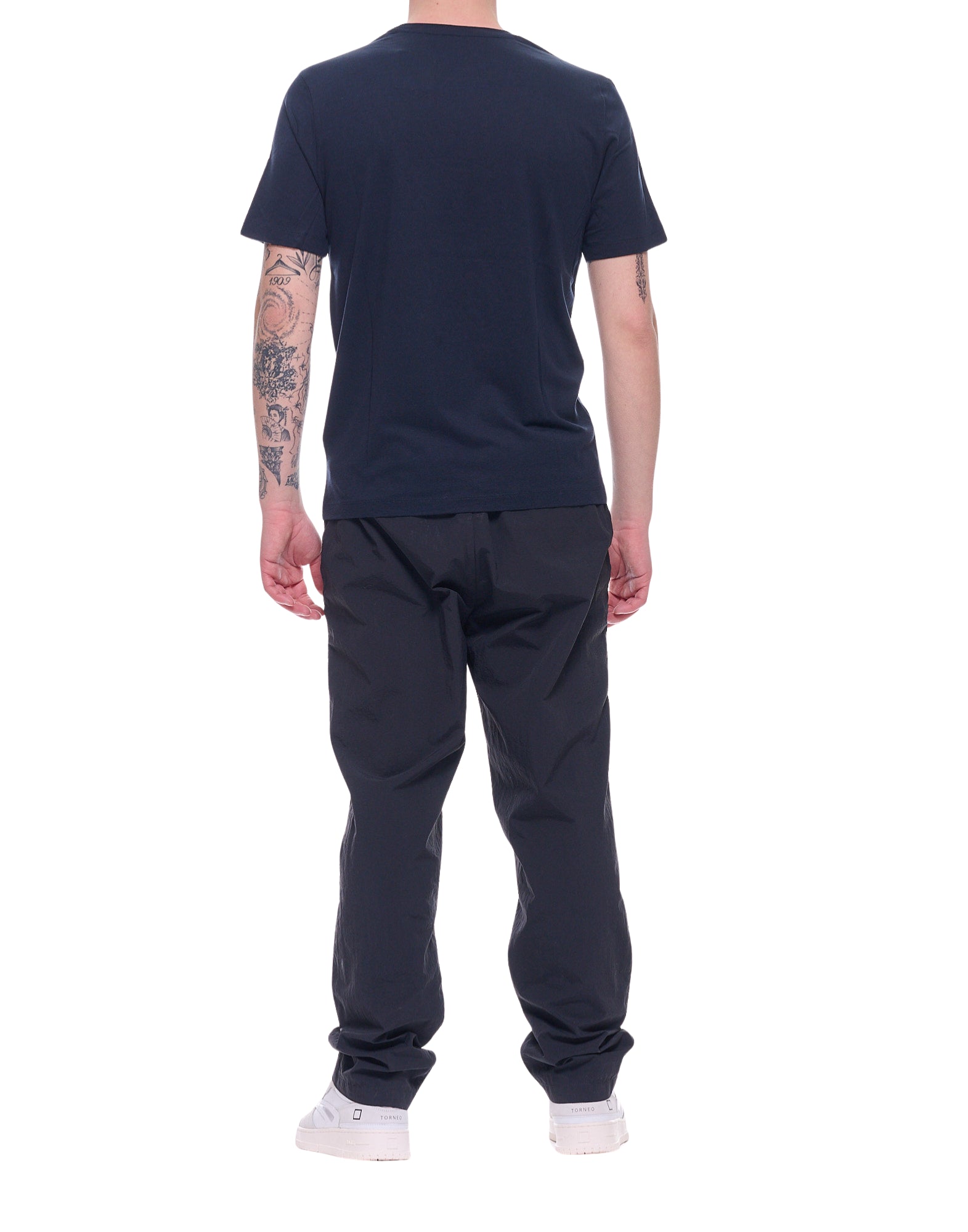 Majestic Filatures Camiseta de algodón para hombre negra con cuello redondo Regular Fit M296 HTS022 003