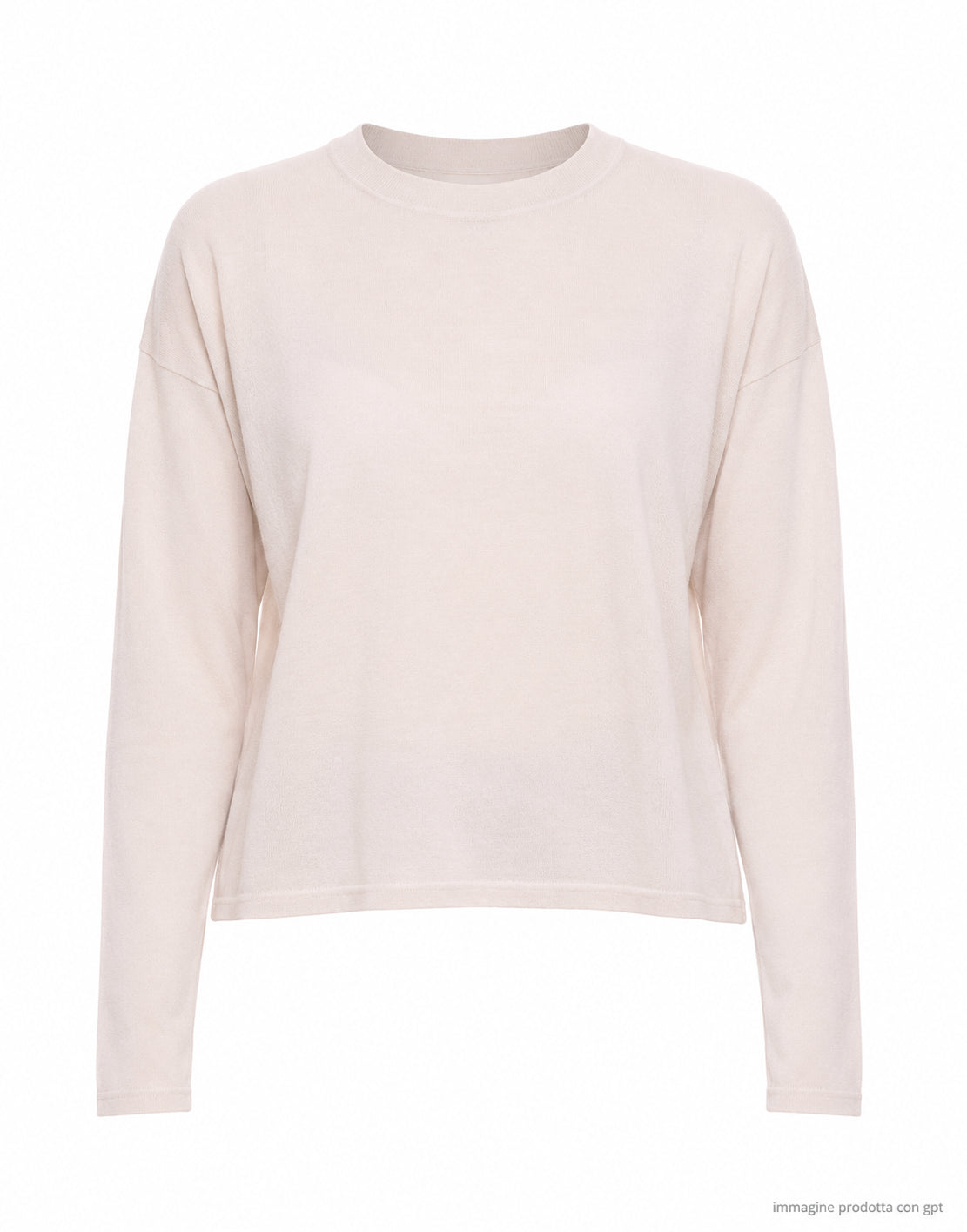 ARAGONA Scatoletta Virgin Wool Knit Top in Moonbeam D3307TF 796 MOONBEAM