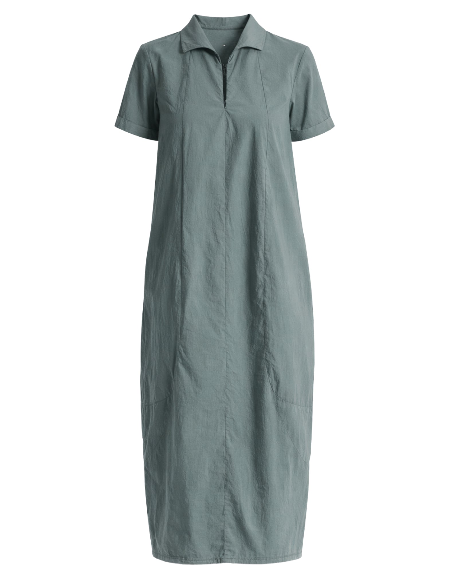 Transit Women’s Bombée Dress in Stretch Cotton Green with Front Zip Made in Italy CFDTRCM225 GREEN