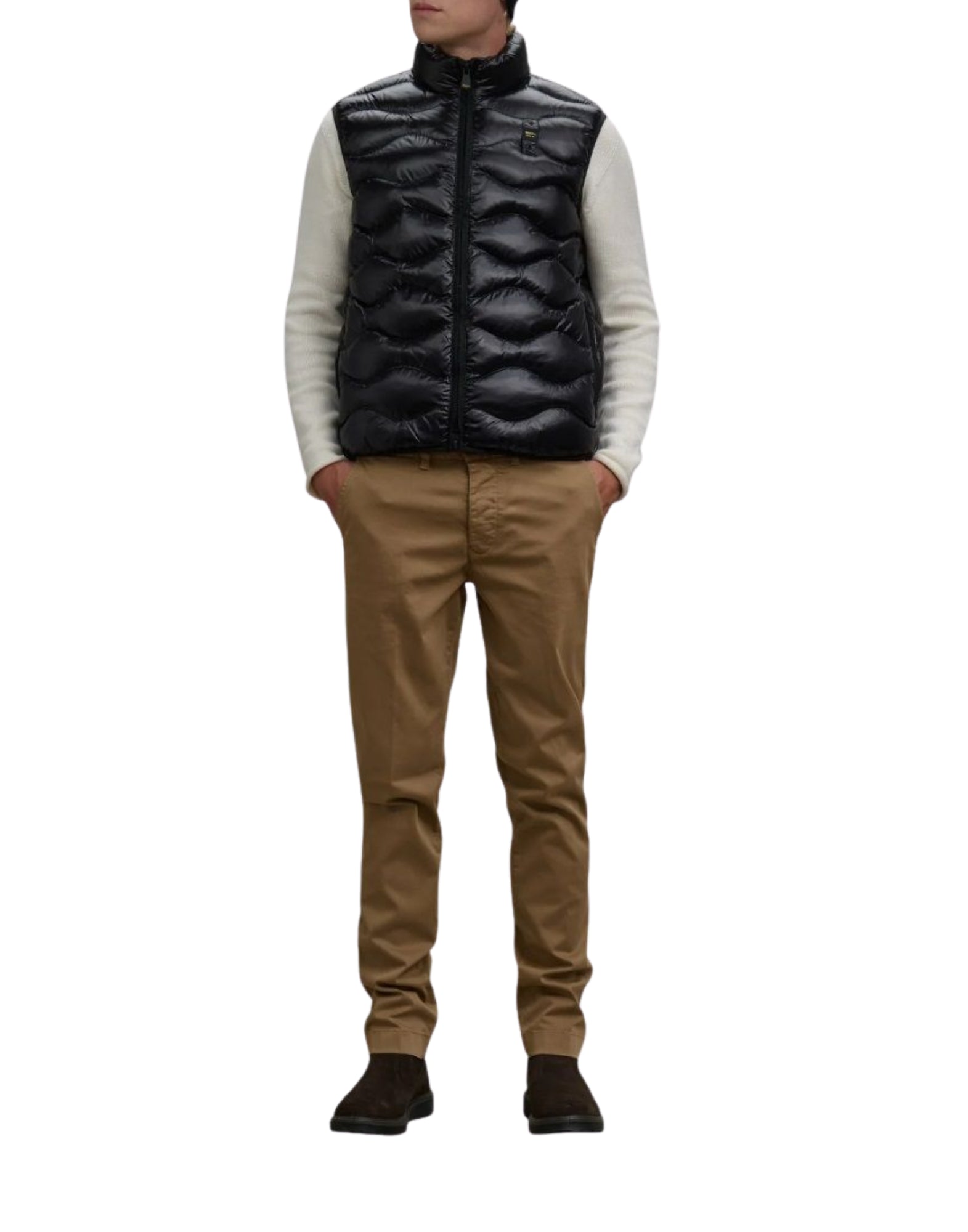 Blauer Danny Men’s Lightweight Check Vest Black with Beige Lining 26SBLUX02184-005958 999ET