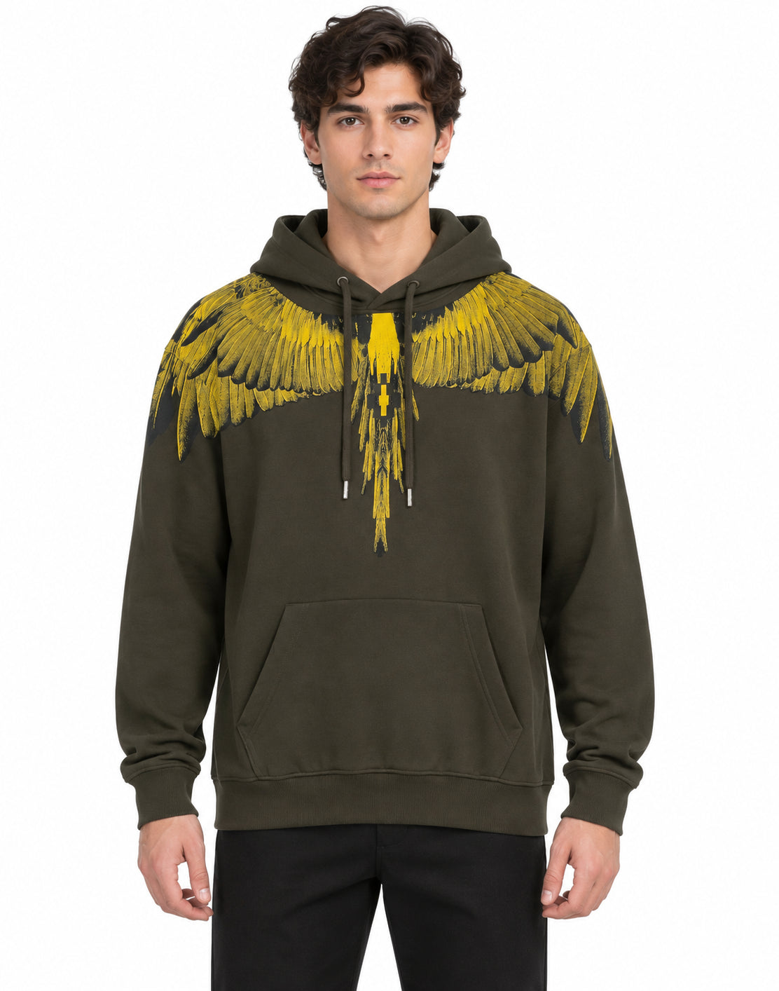 Hoodie Man Military green/Yellow bird