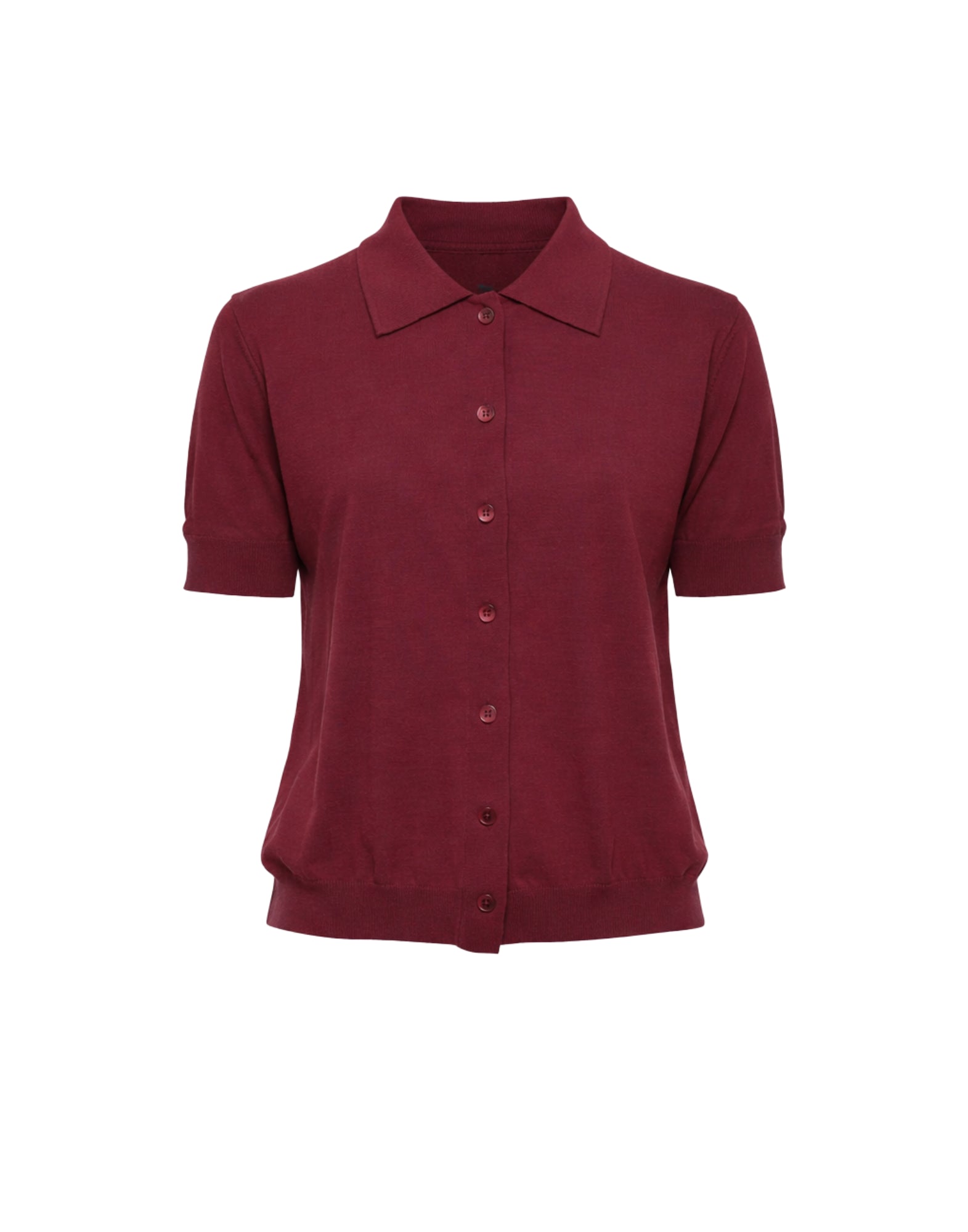 Laboratorio Cotton Knit Shirt with French Collar, Button Front, Cherry – Women’s JO4622 5530