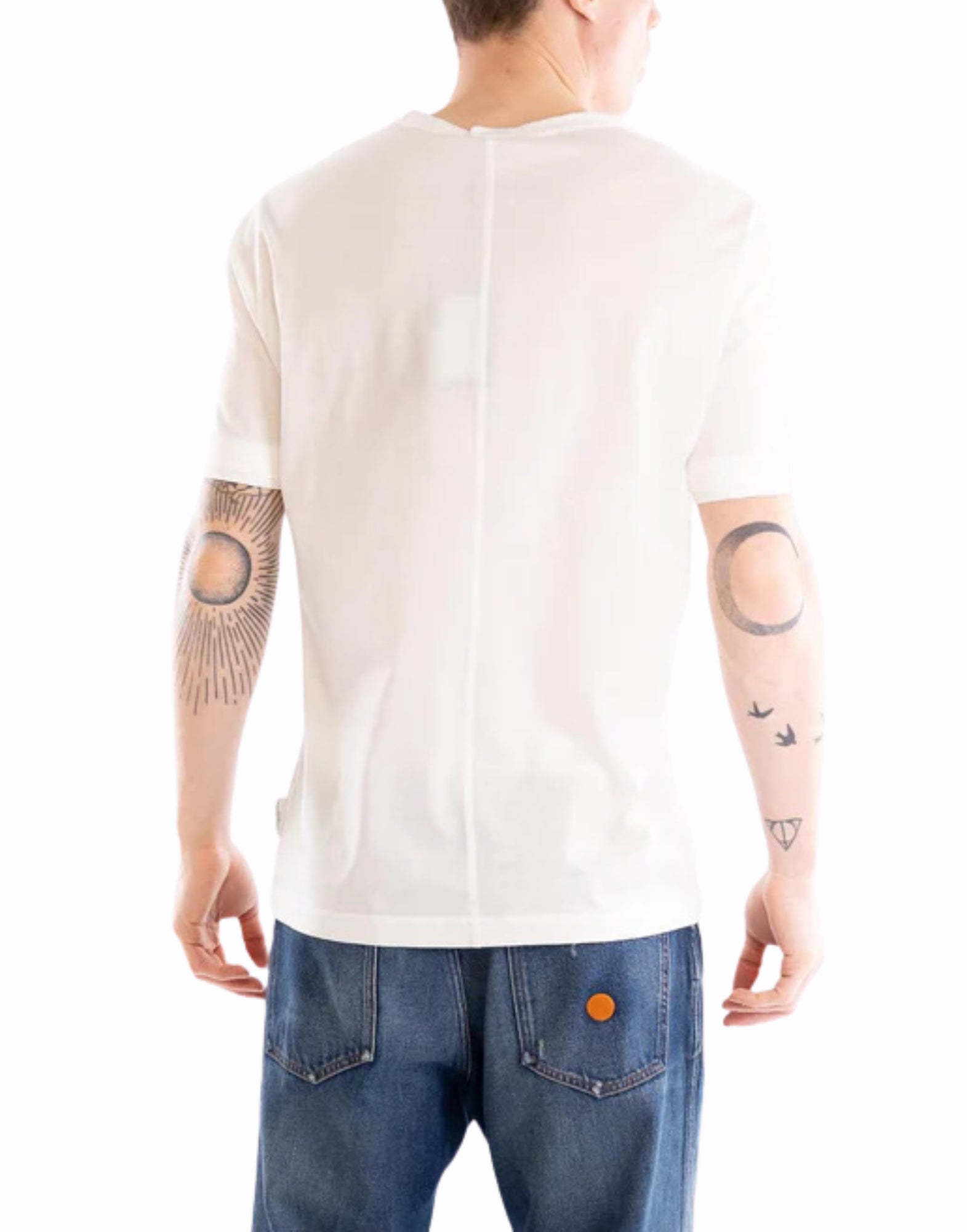 Paolo Pecora T-shirt i vit bomullsjersey för män – Normal passform F021-U181 WHYTE/GREY T-SHIRT