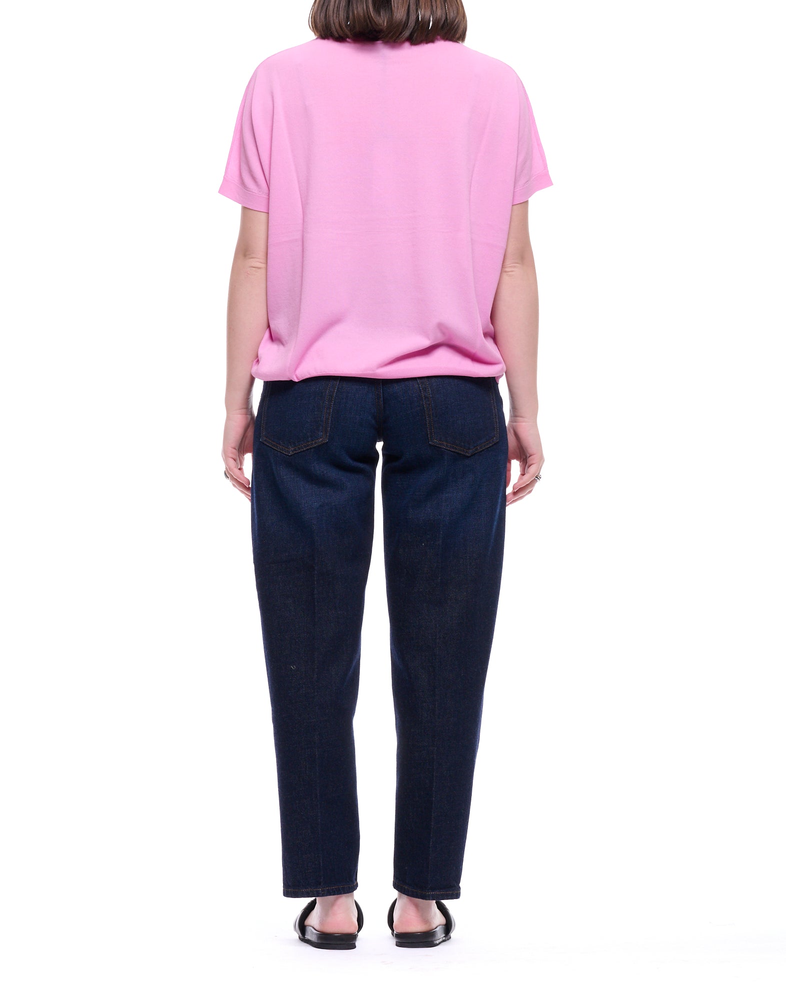 Aragona T-shirt en tricot de coton rose prisme pour femme D3324TF 809 PRISM PINK