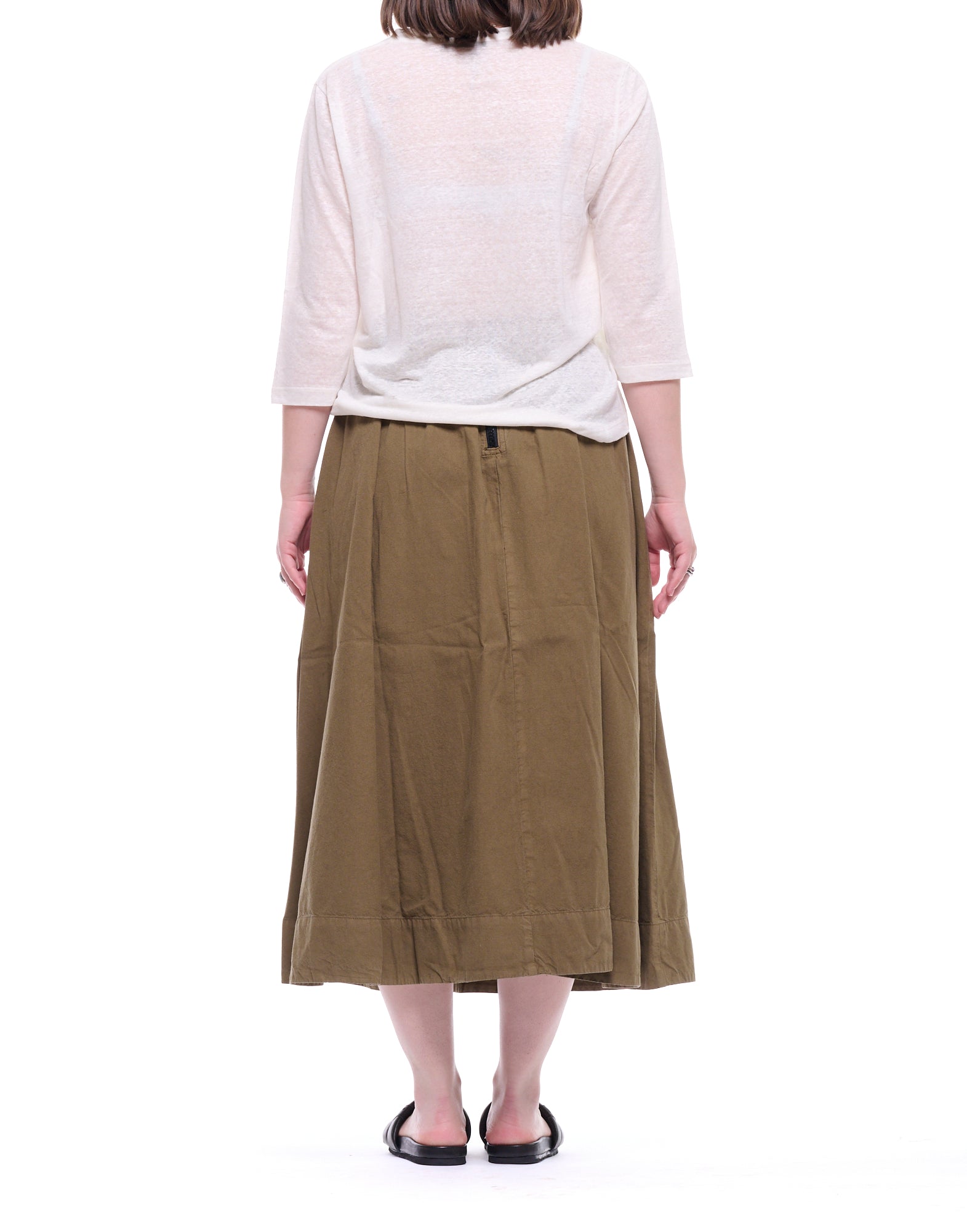 Eat Dust 673 Wide Pleated Midi Skirt in Canteen Green W-F-001-CLN-730 CANTEEN GREEN
